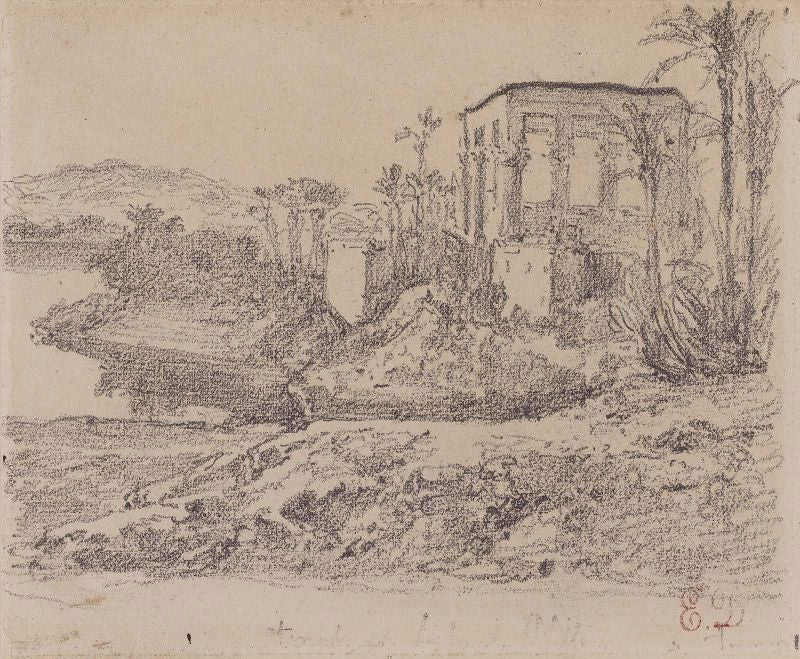 Kiosk of Trajan at Philae by Eugène Delacroix Reproduction Painting by Blue Surf Art