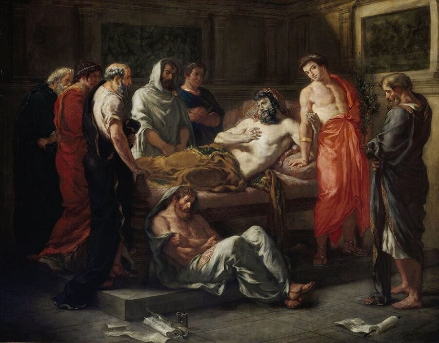 Last Words of the Emperor Marcus Aurelius by Eugène Delacroix Reproduction Painting by Blue Surf Art