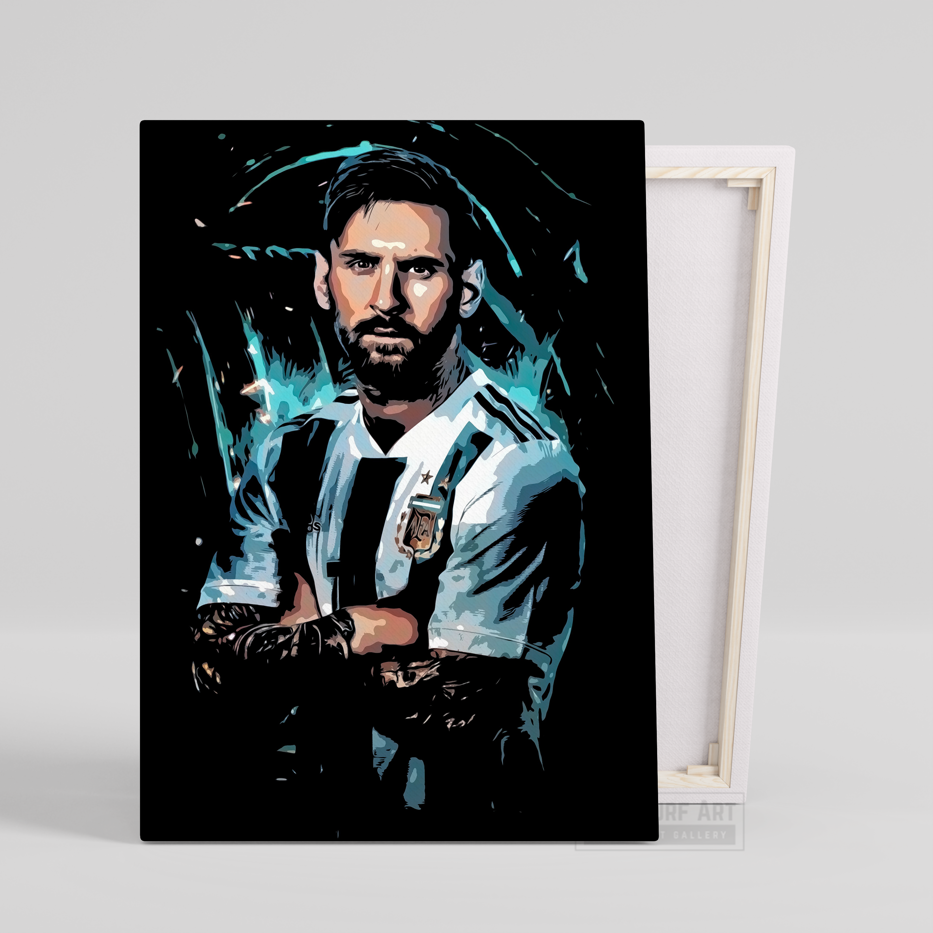 Lionel Andrés Messi Front Portrait Wall Art Original Handmade Art Painting for Sale 1