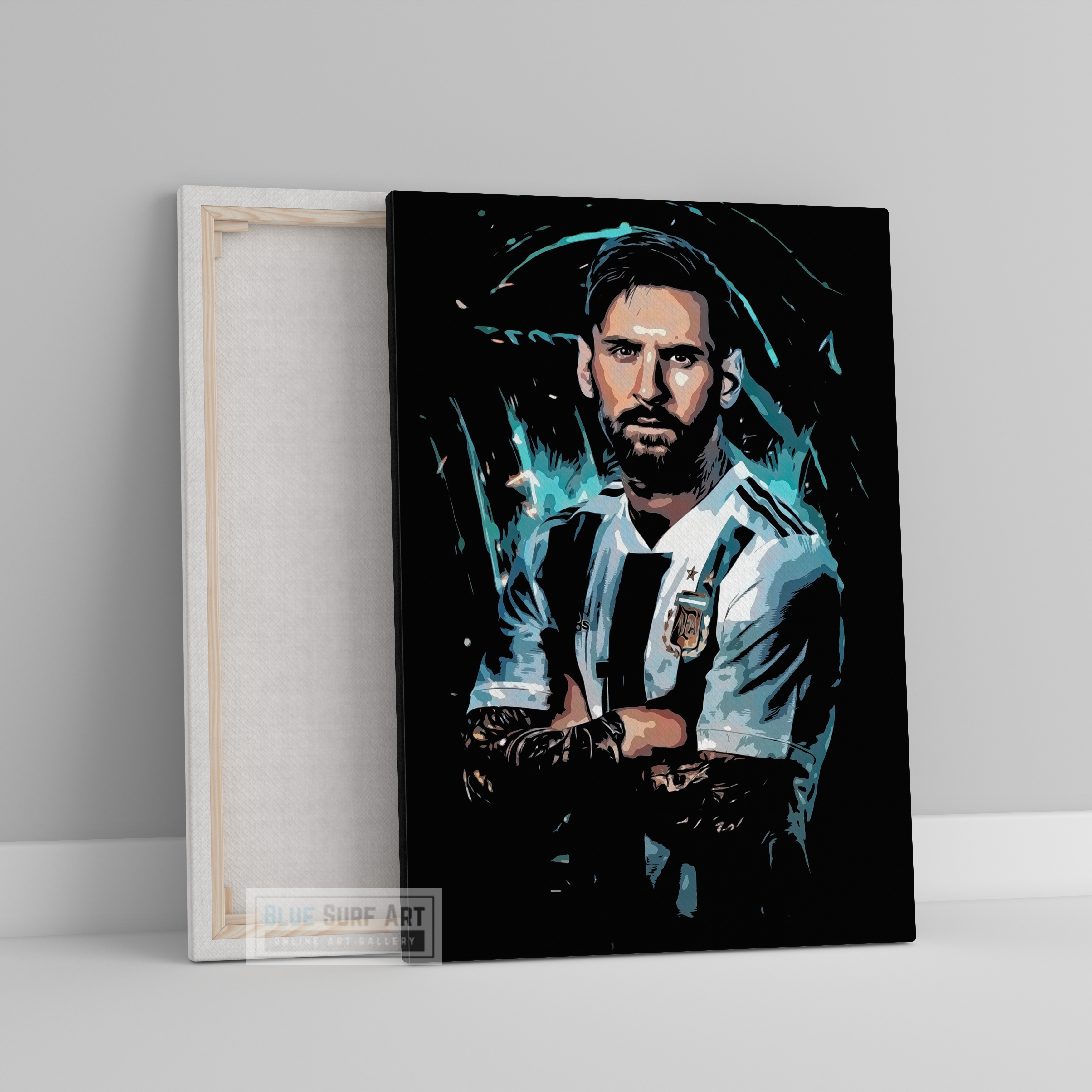 Lionel Andrés Messi Front Portrait Wall Art Original Handmade Art Painting for Sale 2