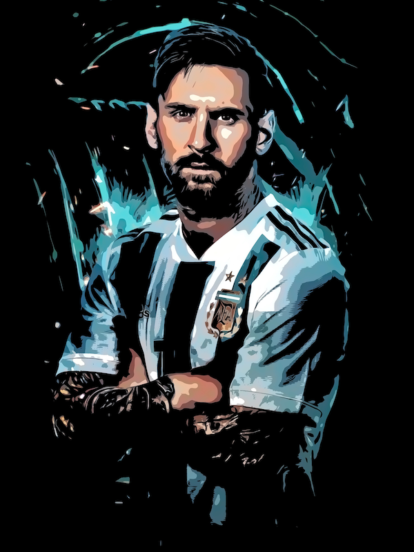 Lionel Andrés Messi Front Portrait Wall Art Original Handmade Art Painting for Sale