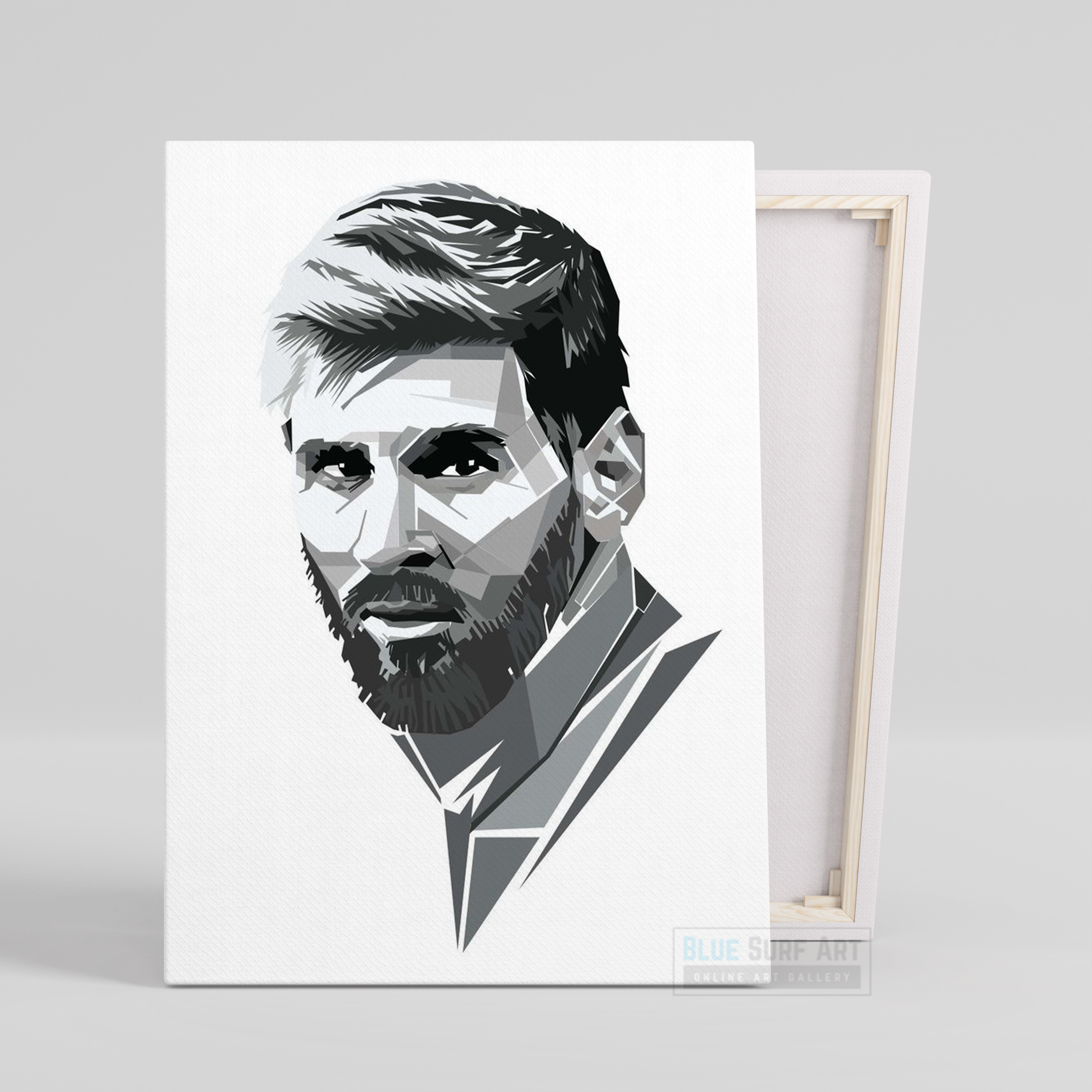 Lionel Andrés Messi in Abstract Style Wall Art Original Handmade Art Painting for Sale - Blue Surf Art 1