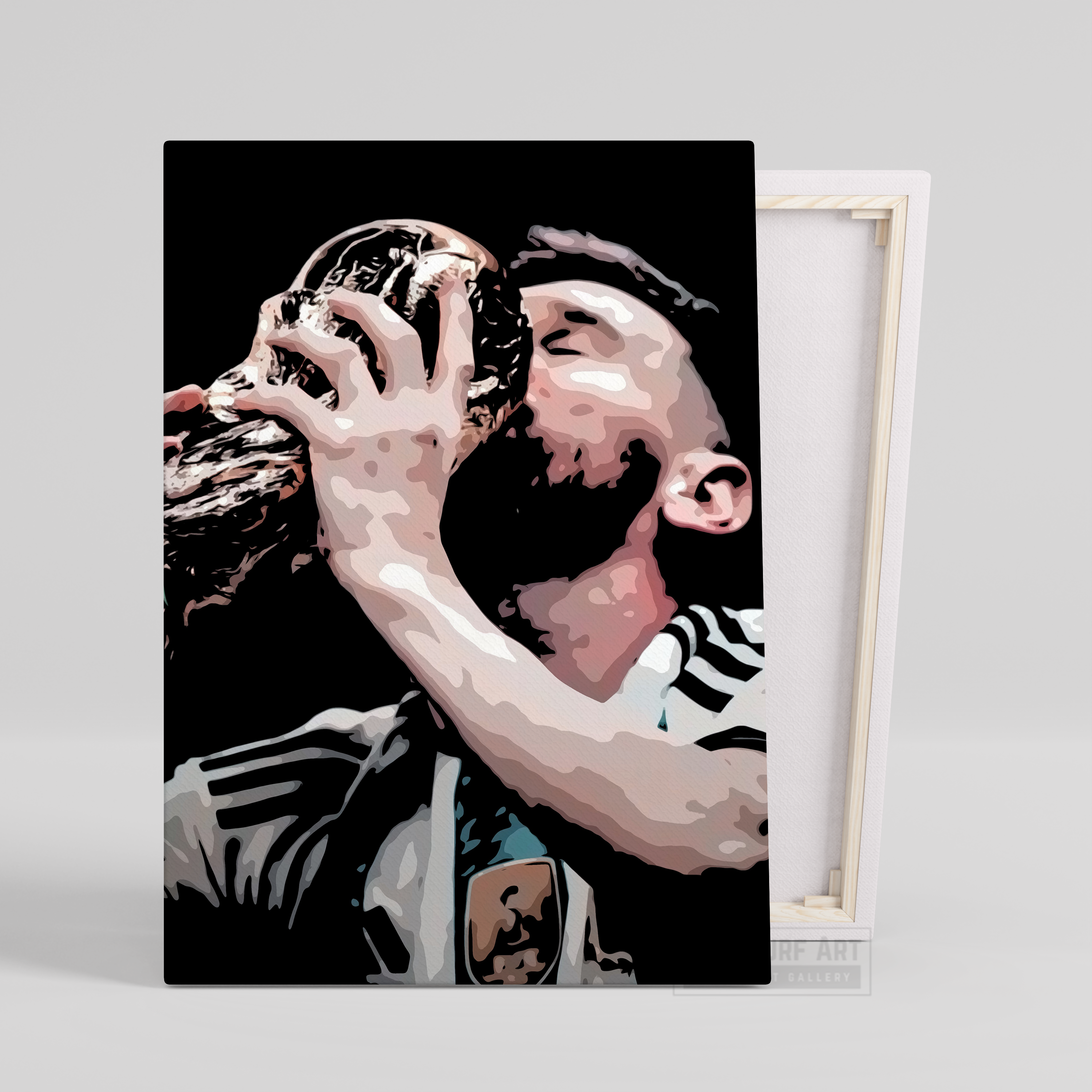 Messi Kiss the Trophy Wall Art Original Handmade Art Painting for Sale - Blue Surf Art 2