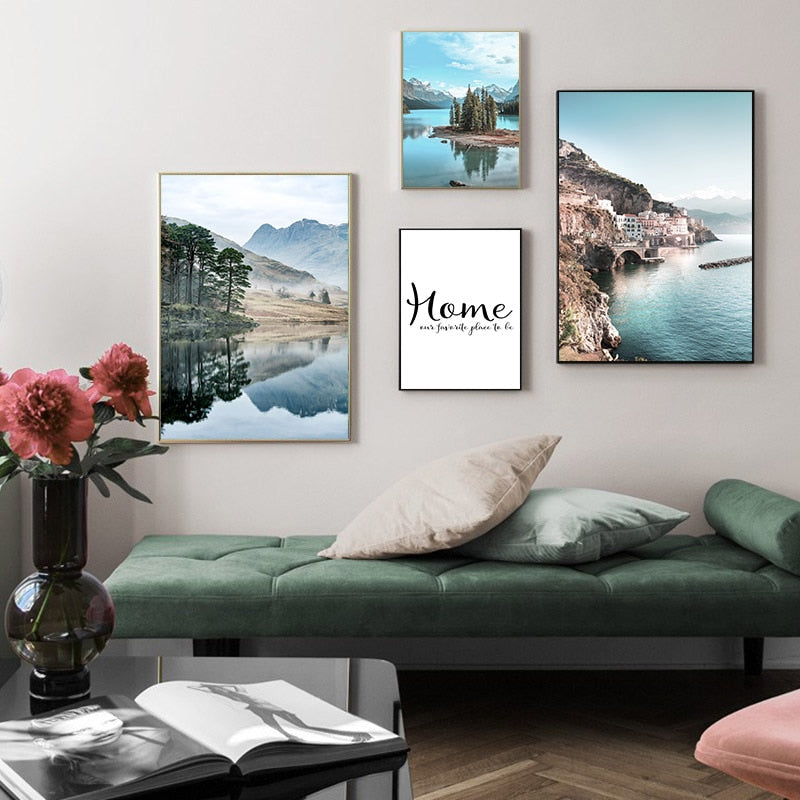 Scandinavian Nordic Coastline Canvas Art Print - Wall Decor, Home decor