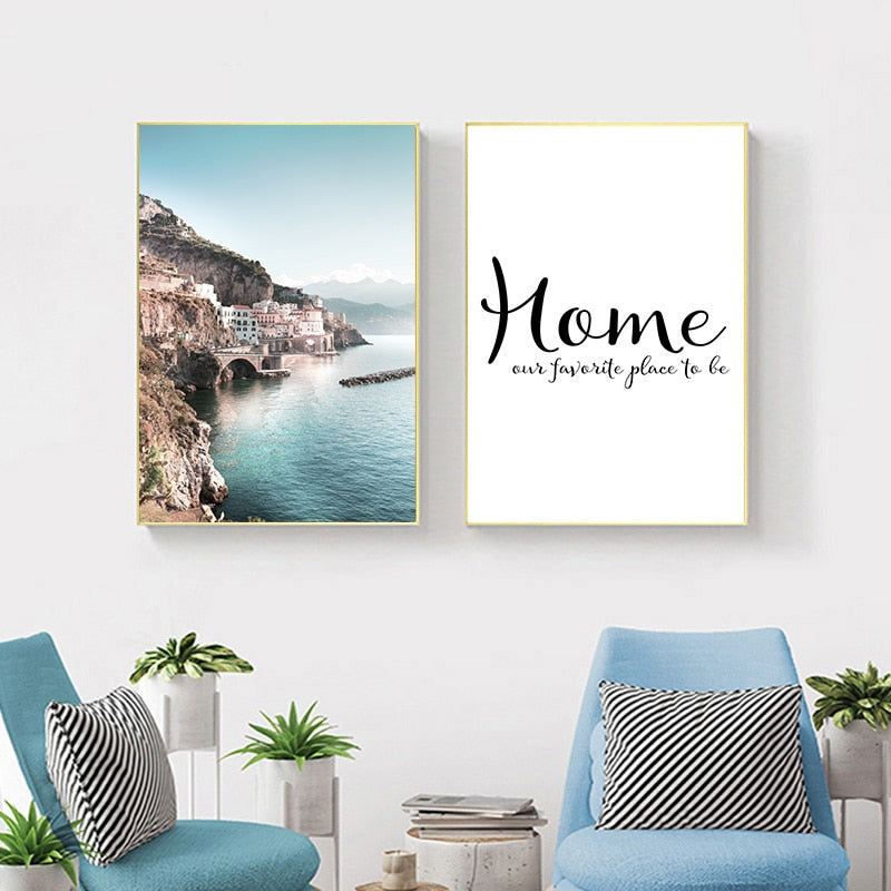 Scandinavian Nordic Coastline Canvas Art Print - Wall Decor, Home decor - Two Set