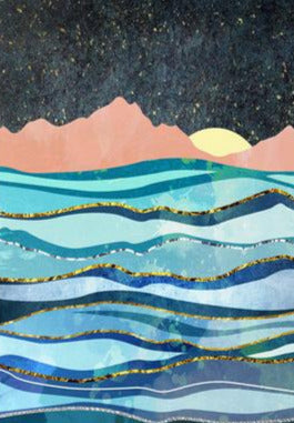 Nordic Mountains at Night Canvas Art Print by Blue Surf Art - 4