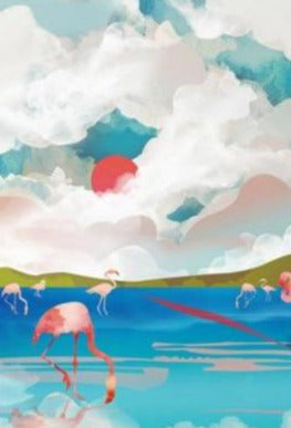 Nordic Mountains at Night Canvas Art Print by Blue Surf Art - Picture B Flamingo at Sea