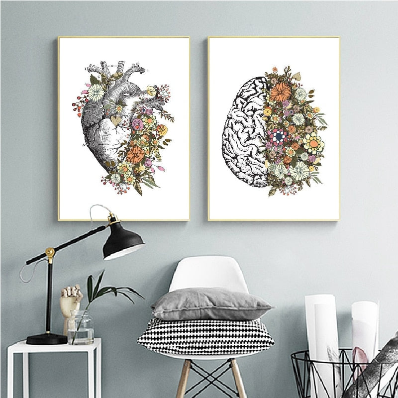 Vintage Anatomy Floral Heart