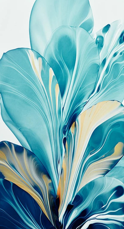 Turquoise Flowers Art Print on Canvas, abstract art print, home decor, painting decor,  2