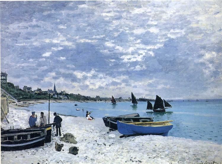 monet様　アイスブルー1 The Beach at Sainte-Adresse by Claude Monet, Reproduction for Sale