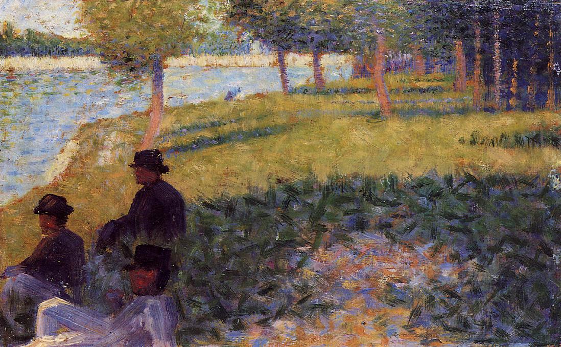 Three Men Seated by Georges Seurat Reproduction Painting by Blue Surf Art