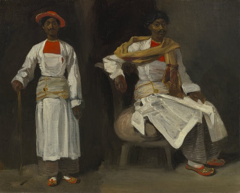 Two Views of an Indian from Calcutta, Seated and Standing by Eugène Delacroix Reproduction Painting by Blue Surf Art
