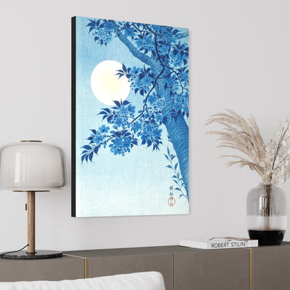 Blossoming Cherry on a Moonlit Night ca. 1932 Ohara Koson Reproduction. Blue Surf Art