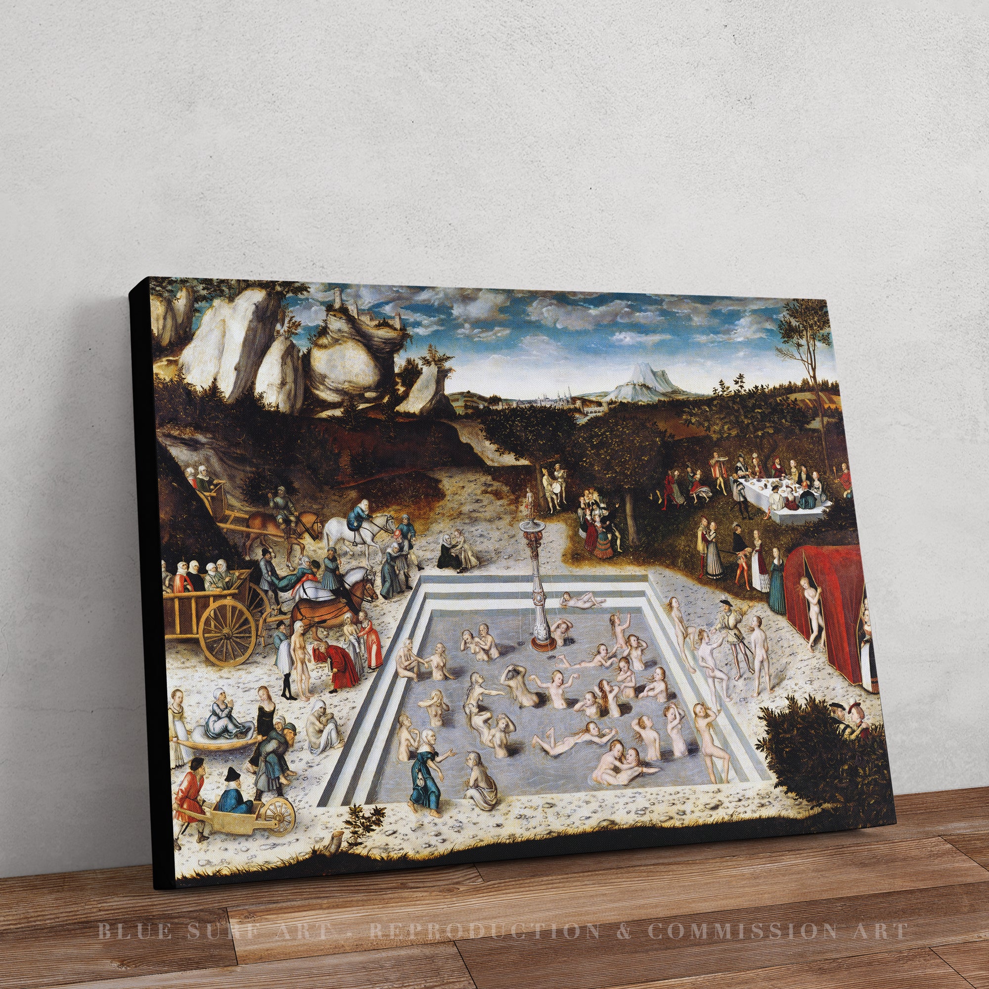 The fountain of youth Lucas Cranach the Elder 100% Hand Painted Art Reproduction Museum Quality. Blue Surf Art