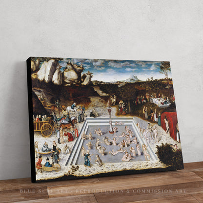The fountain of youth Lucas Cranach the Elder 100% Hand Painted Art Reproduction Museum Quality. Blue Surf Art