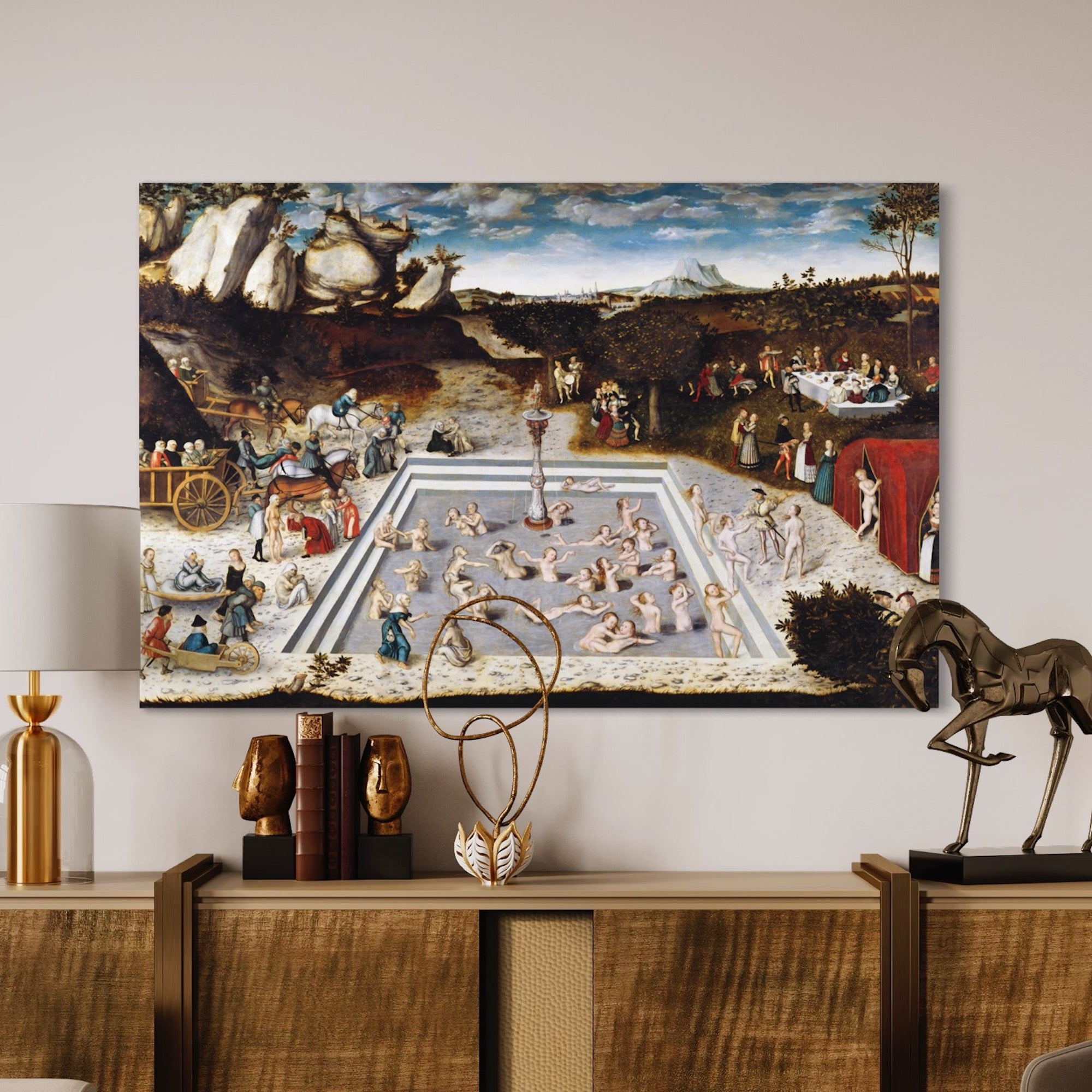 The fountain of youth Lucas Cranach the Elder 100% Hand Painted Art Reproduction Museum Quality. Blue Surf Art