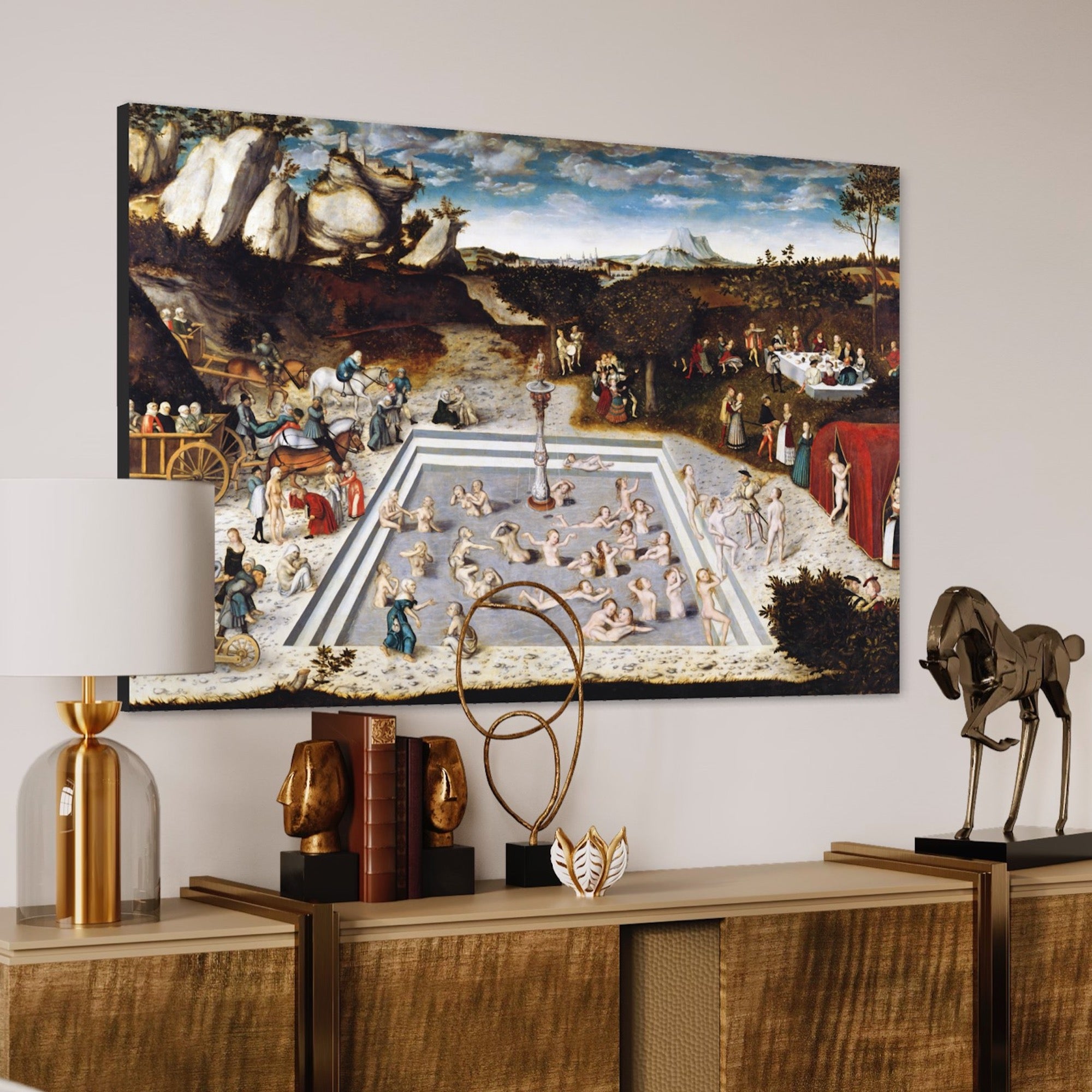 The fountain of youth Lucas Cranach the Elder 100% Hand Painted Art Reproduction Museum Quality. Blue Surf Art