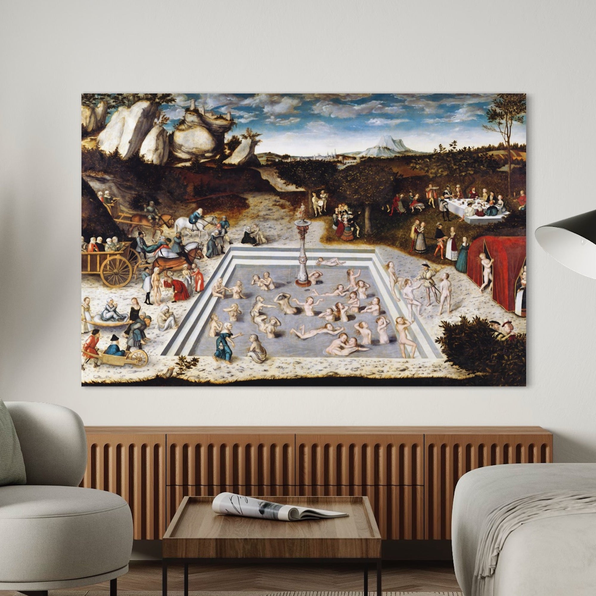 The fountain of youth Lucas Cranach the Elder 100% Hand Painted Art Reproduction Museum Quality. Blue Surf Art