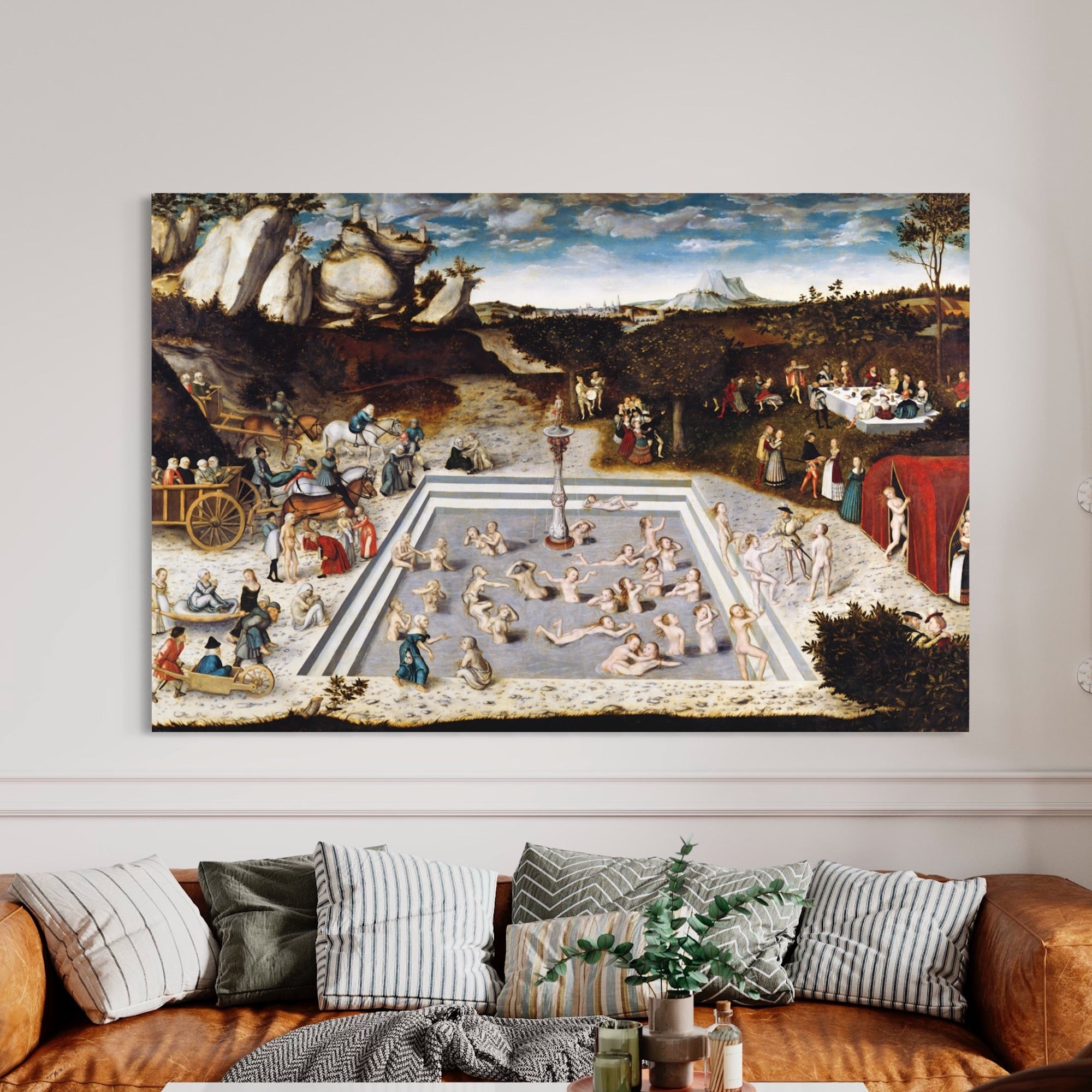 The fountain of youth Lucas Cranach the Elder 100% Hand Painted Art Reproduction Museum Quality. Blue Surf Art