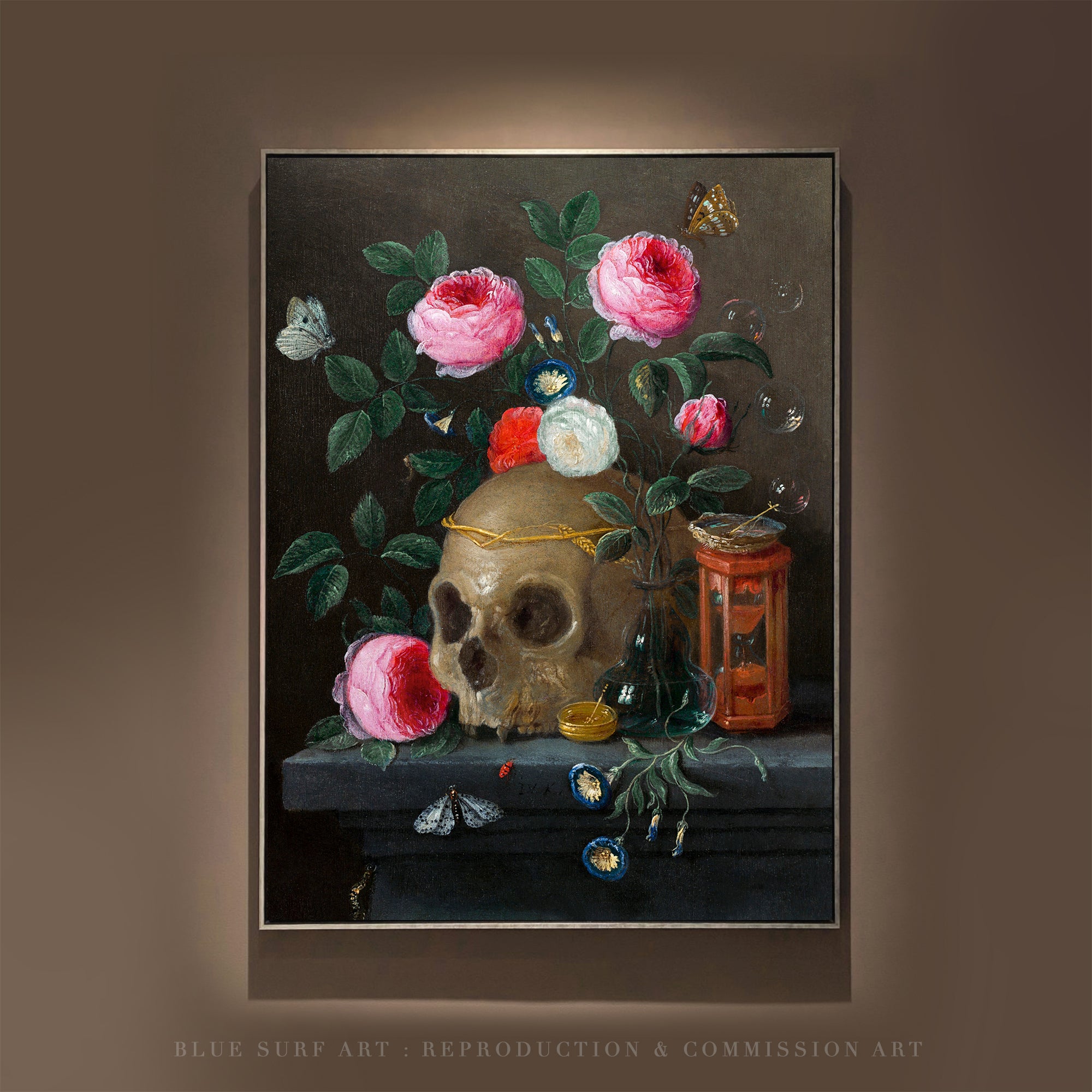Vanitas Still Life (ca.1665–1670) by Jan van Kessel Wall Art Painting- Blue Surf Art .com