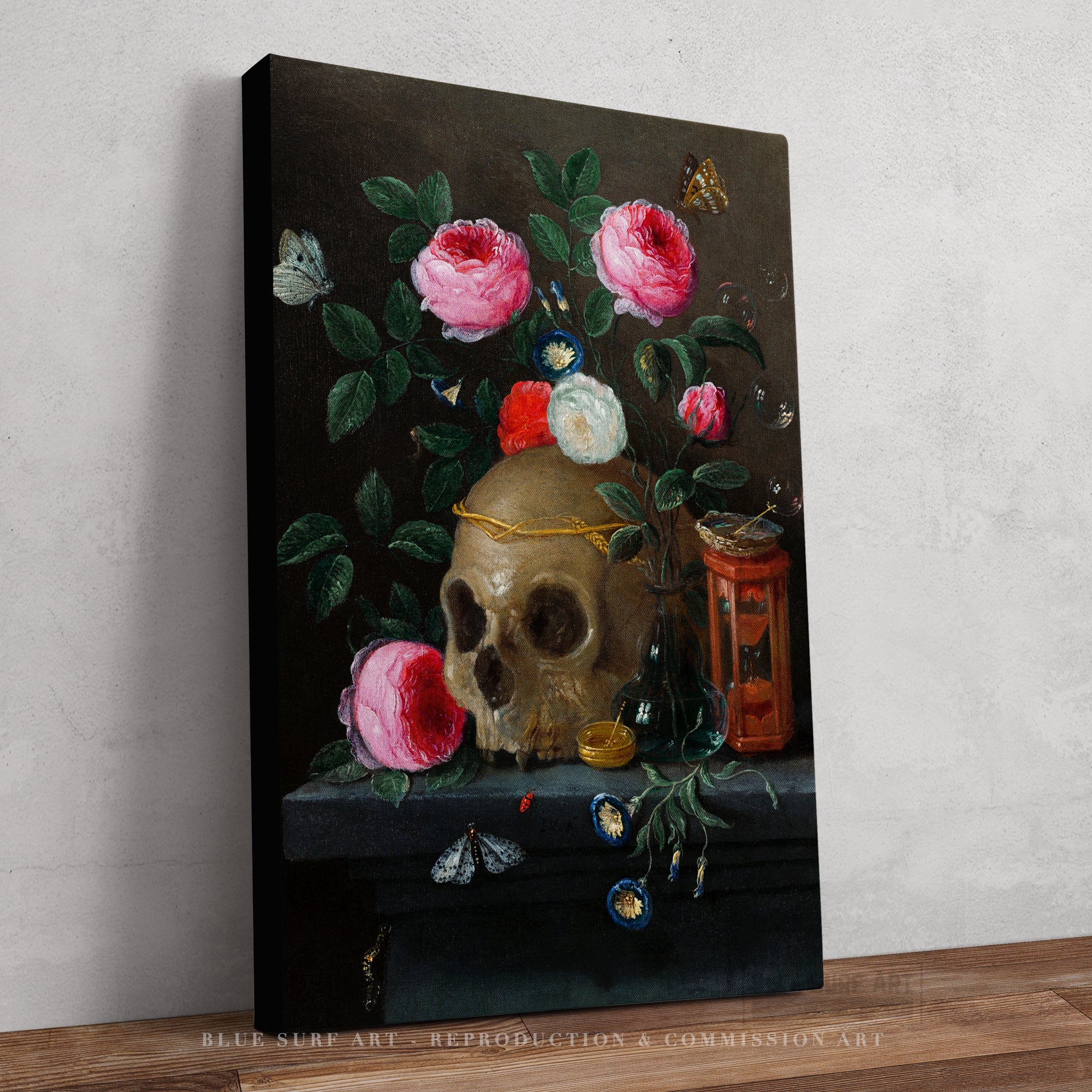 Vanitas Still Life (ca.1665–1670) by Jan van Kessel Wall Art Painting- Blue Surf Art .com