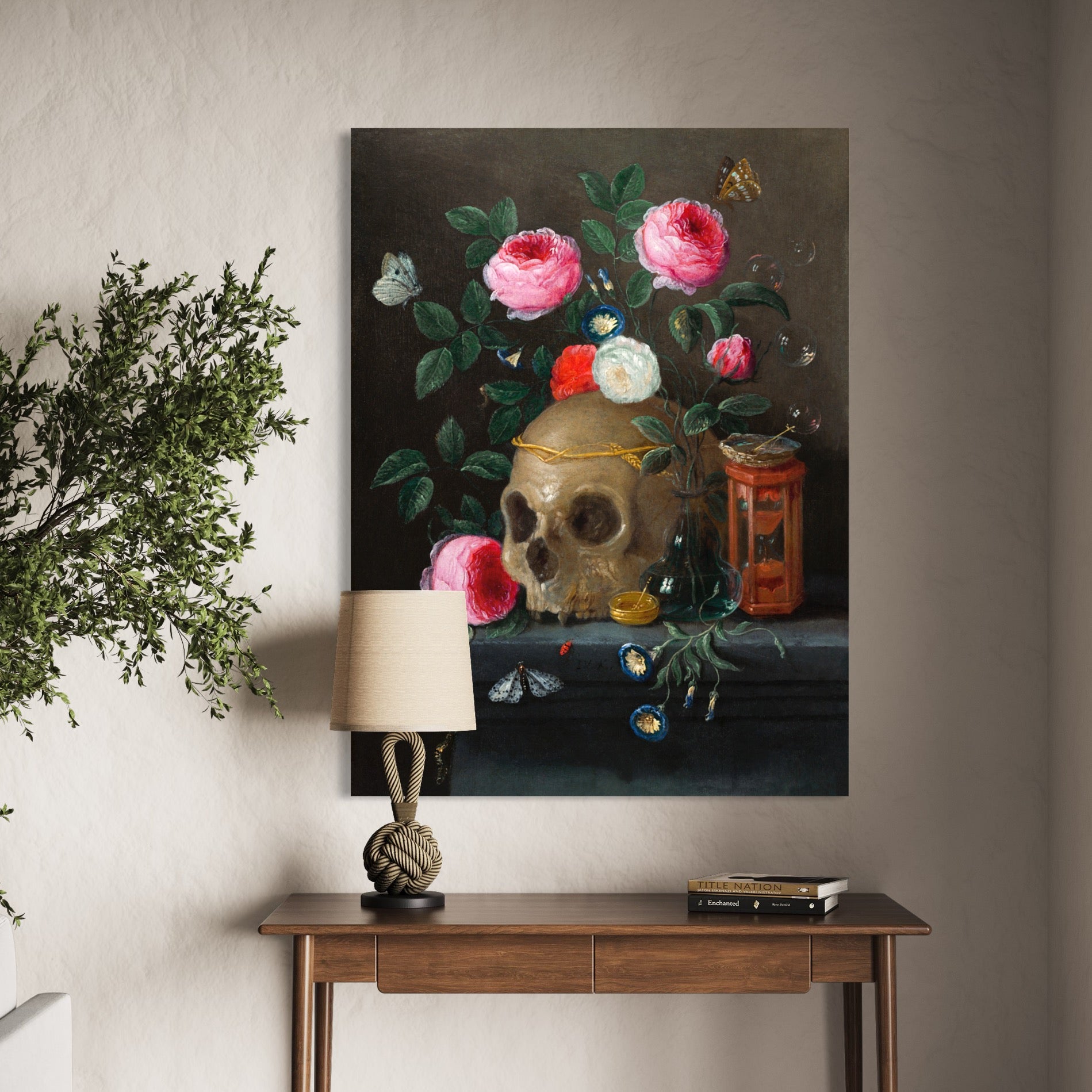 Vanitas Still Life (ca.1665–1670) by Jan van Kessel Wall Art Painting- Blue Surf Art .com