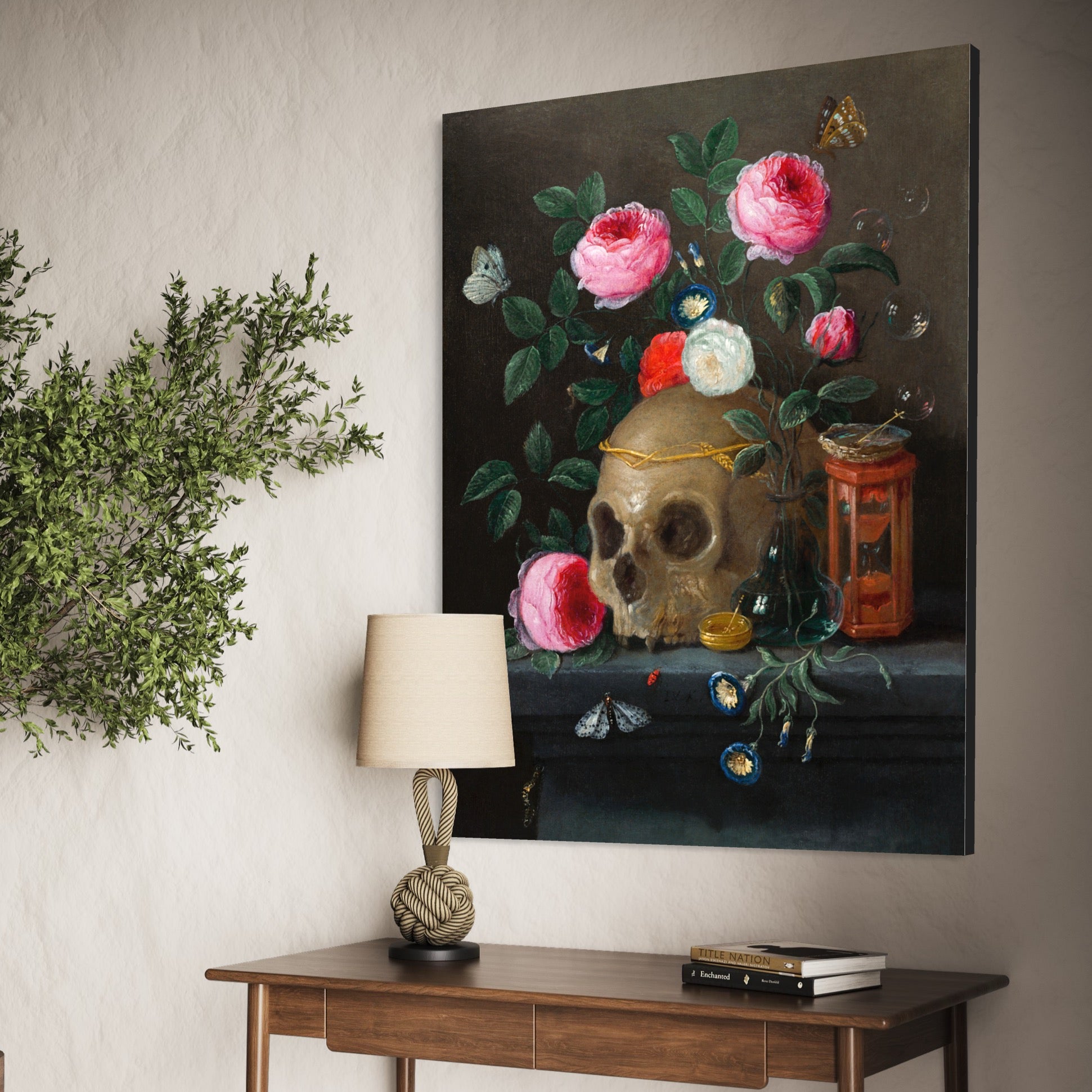 Vanitas Still Life (ca.1665–1670) by Jan van Kessel Wall Art Painting- Blue Surf Art .com