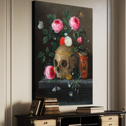 Vanitas Still Life (ca.1665–1670) by Jan van Kessel Wall Art Painting- Blue Surf Art .com