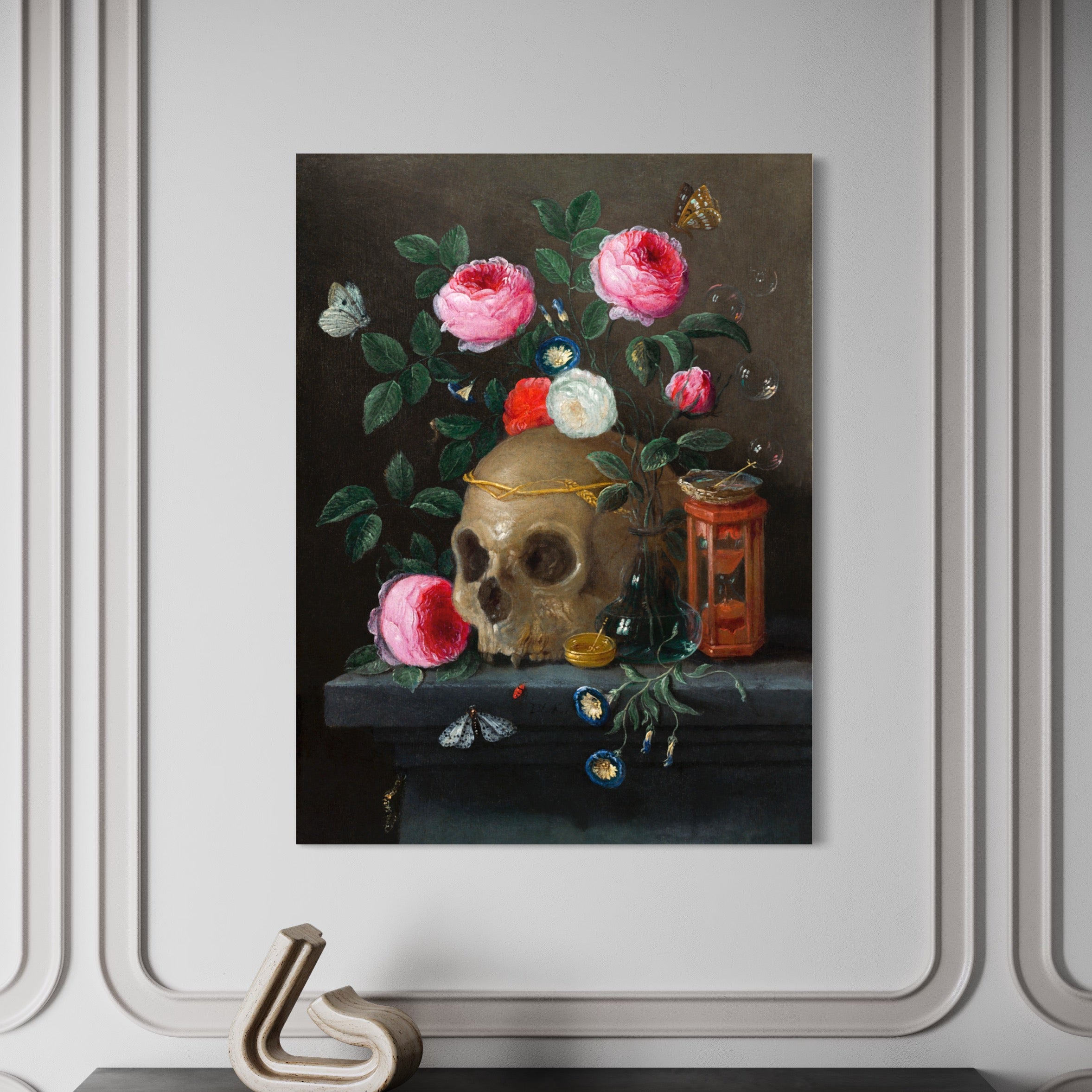 Vanitas Still Life (ca.1665–1670) by Jan van Kessel Wall Art Painting- Blue Surf Art .com