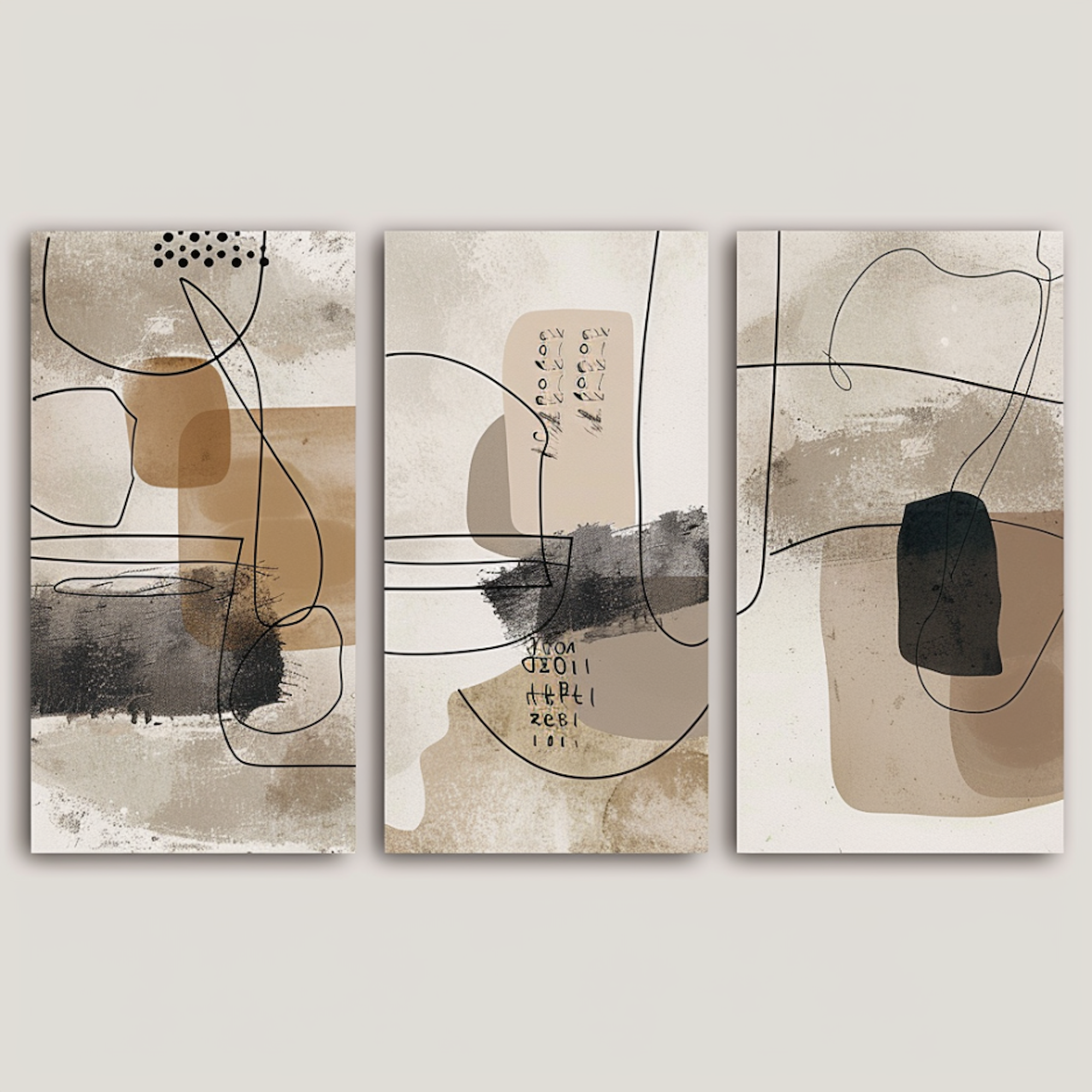 Abstract Wall Art Print Set of Three Painting Minimalist Paintings