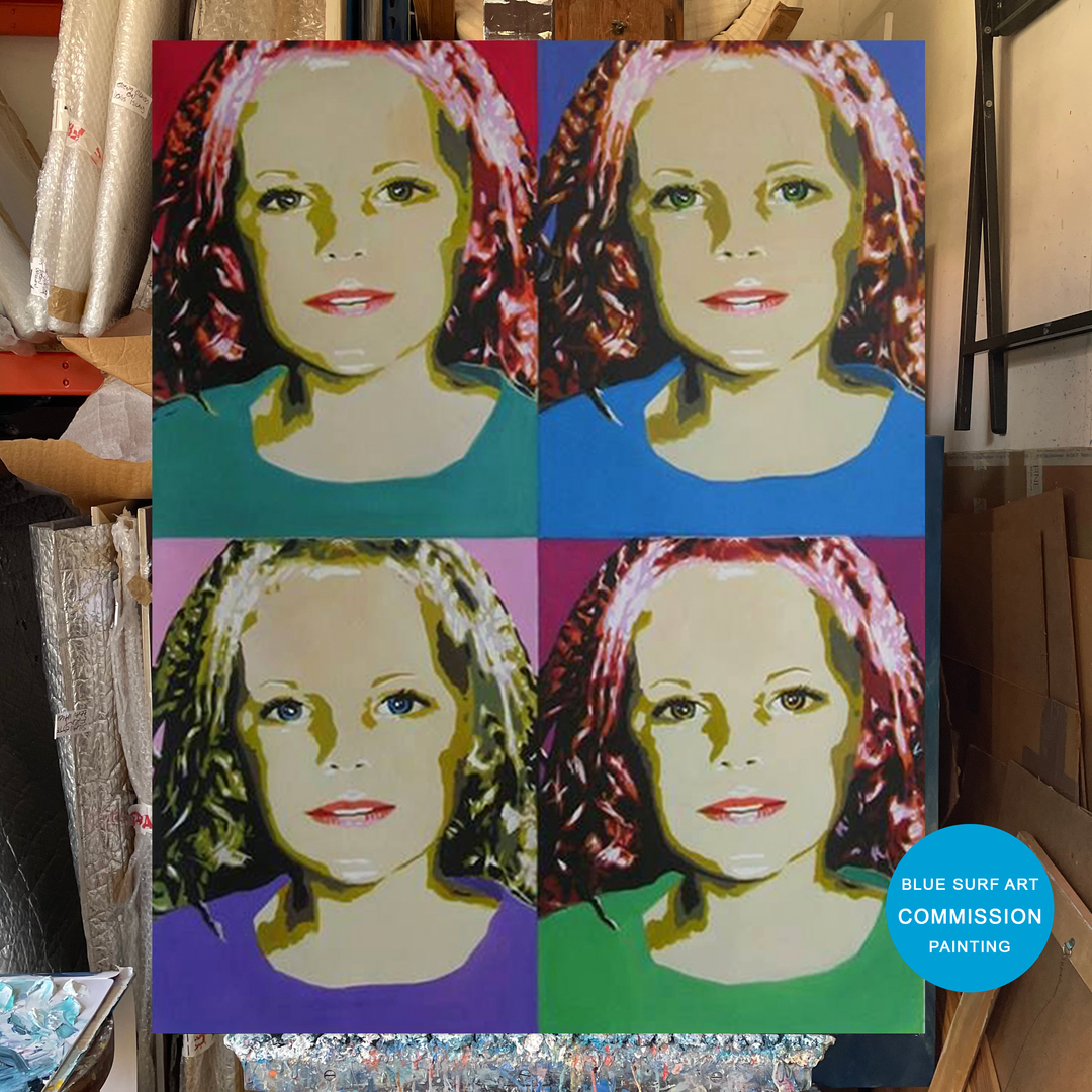 Warhol style commission art by blue surf art