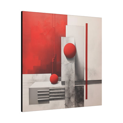 Red Squares Cityscape Monochromatic Realism