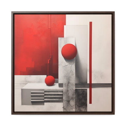 Abstract Art Print Red Squares Cityscape Monochromatic Realism Art Elements Geometry Textured Canvas Modern Art Matte Canvas Stretched