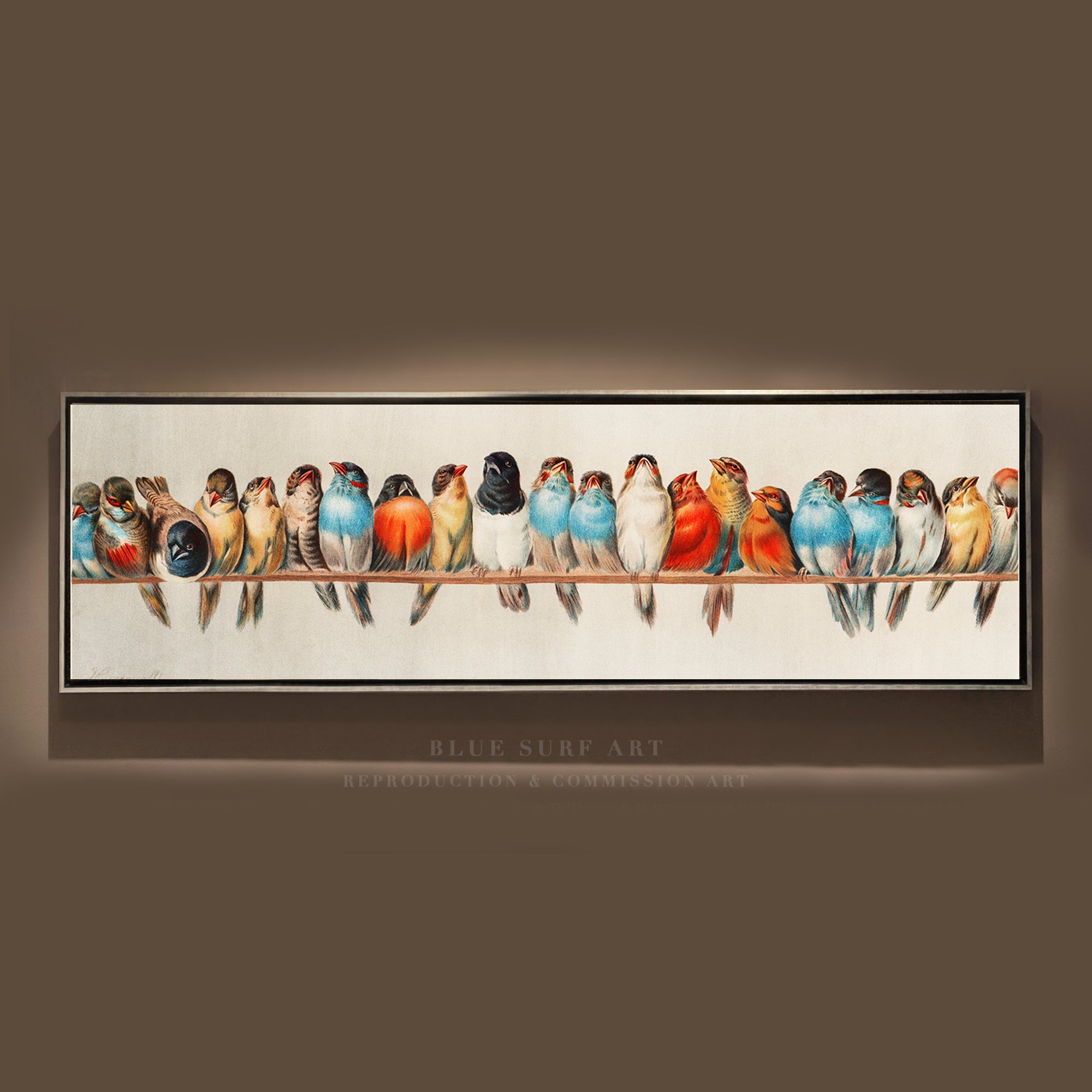 A Perch of Birds by Hector Giacomelli Vintage Reproduction Painting