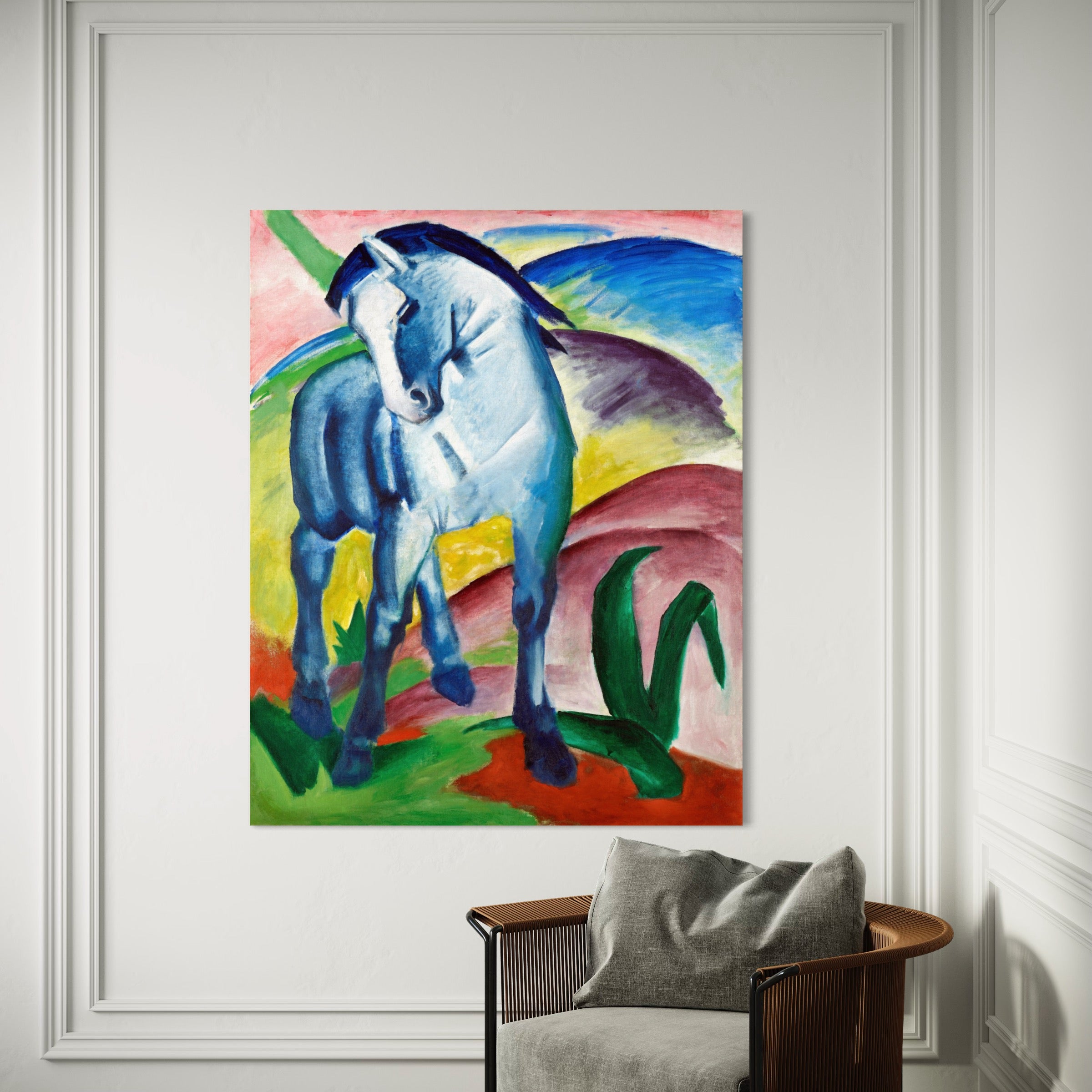 Blue Horse I, 1911 Franz Marc Reproduction 100% Hand Painted Oil on Canvas Painting. Blue Surf Art