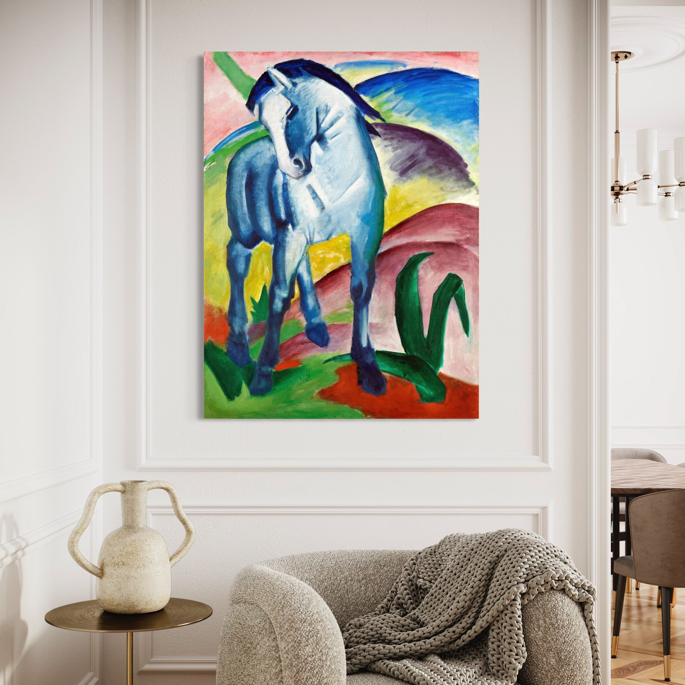 Blue Horse I, 1911 Franz Marc Reproduction 100% Hand Painted Oil on Canvas Painting. Blue Surf Art