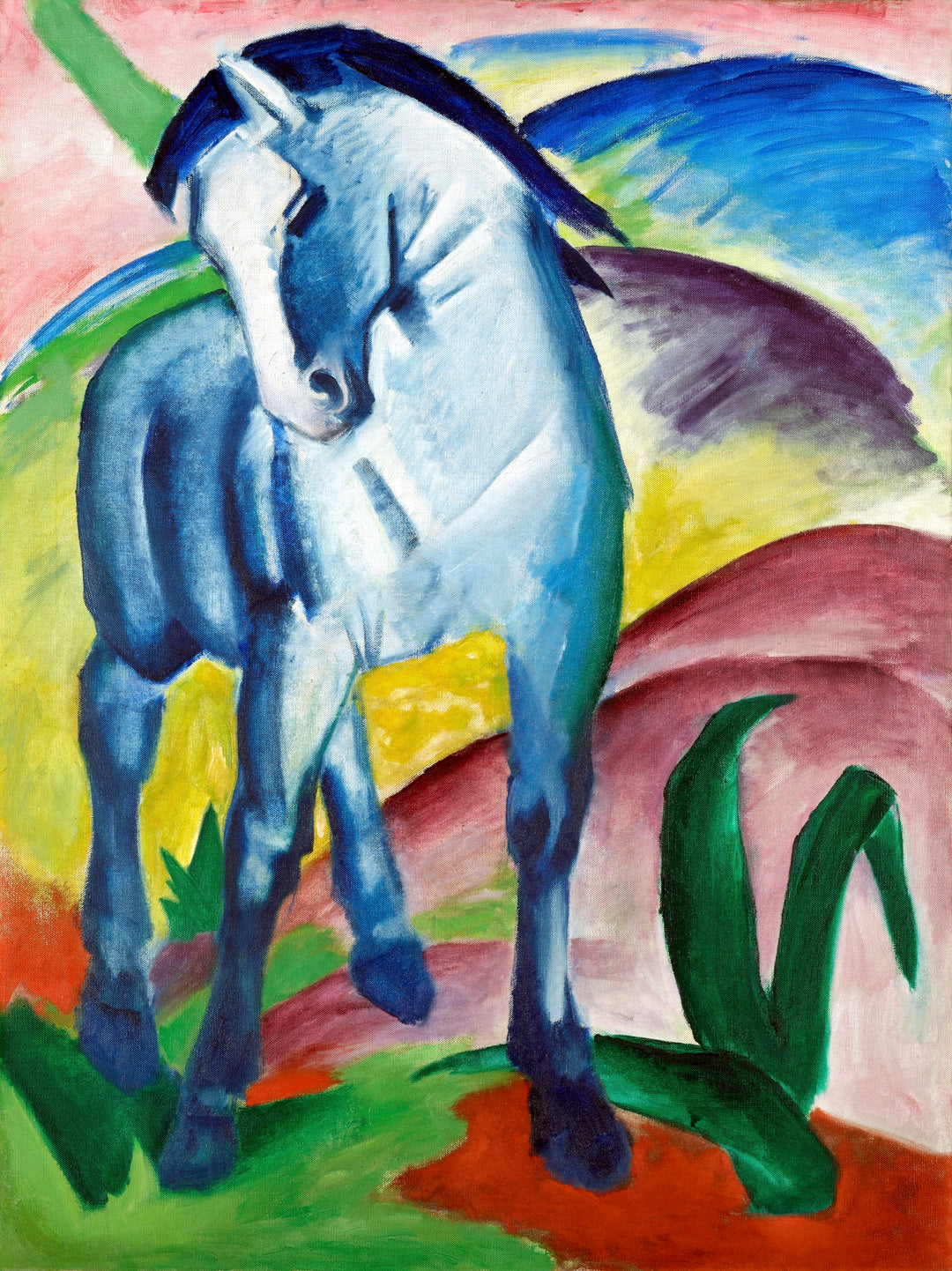 Blue Horse I, 1911 Franz Marc Reproduction 100% Hand Painted Oil on Canvas Painting. Blue Surf Art