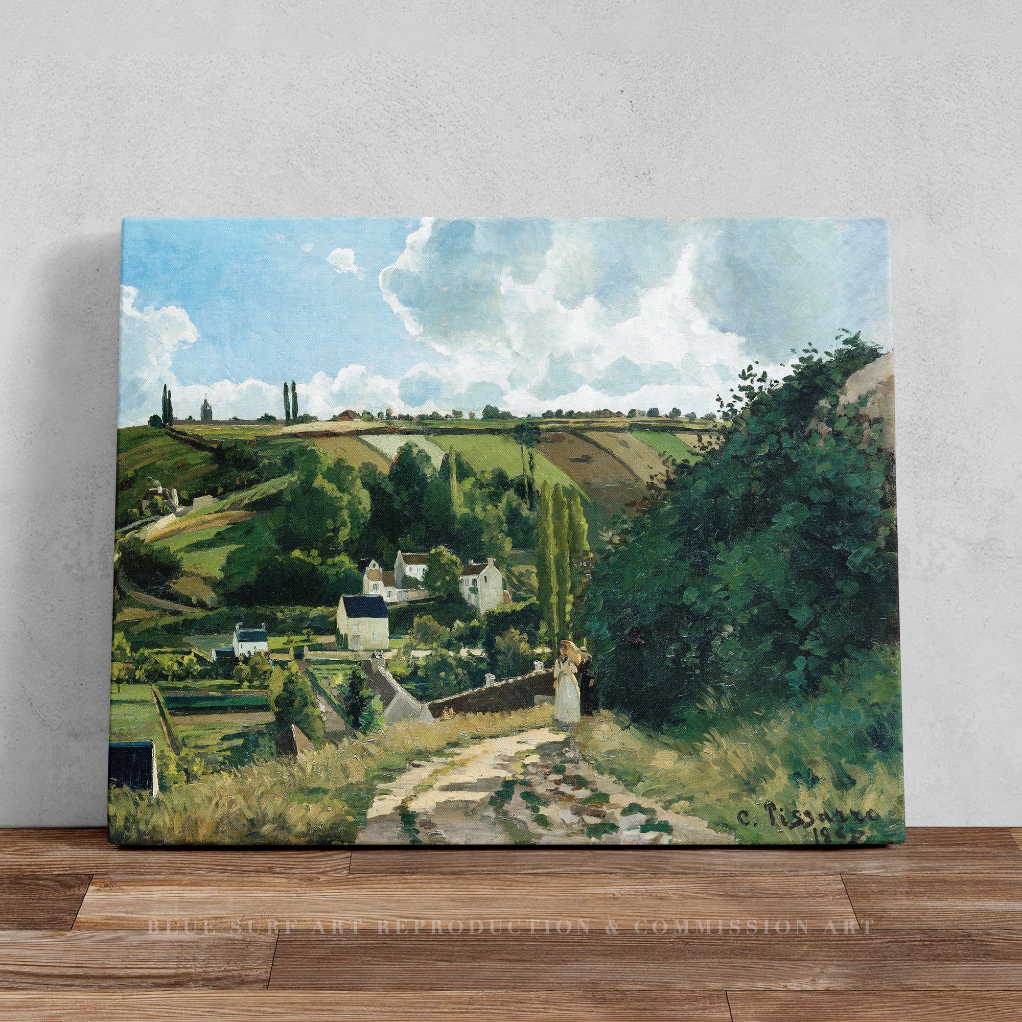 Jalais Hill, Pontoise (1867) Camille Pissarro 100% Hand Painted Art. Blue Surf Art