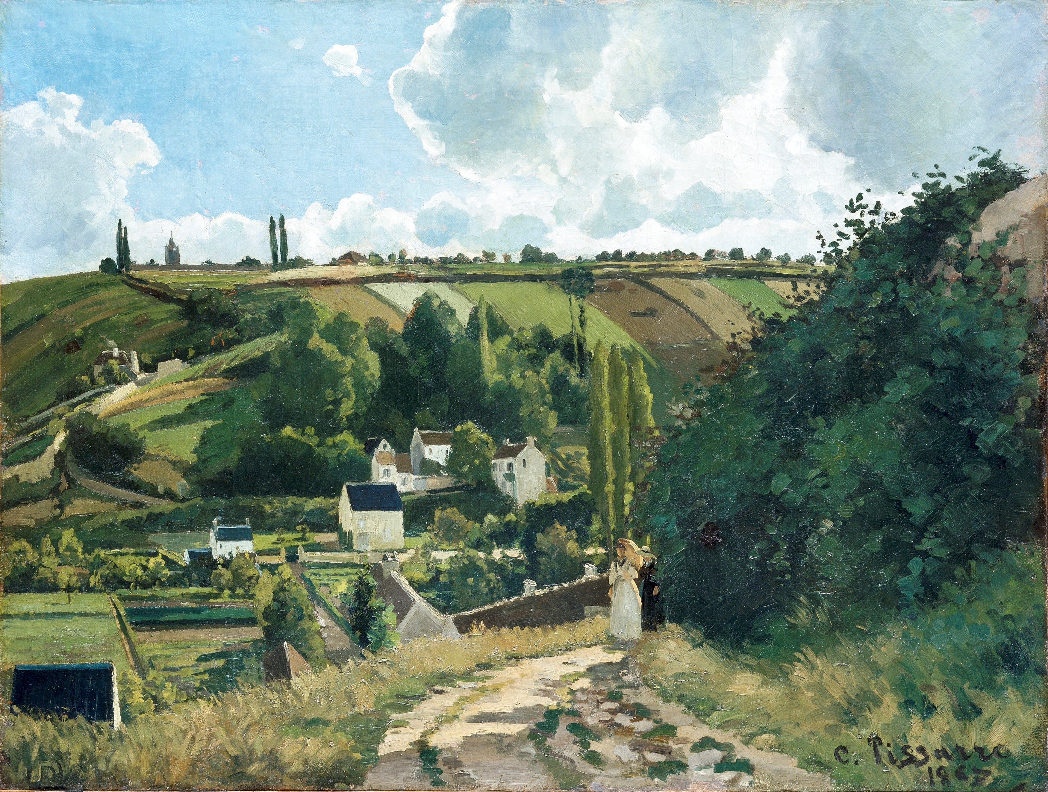 Jalais Hill, Pontoise (1867) Camille Pissarro 100% Hand Painted Art. Blue Surf Art