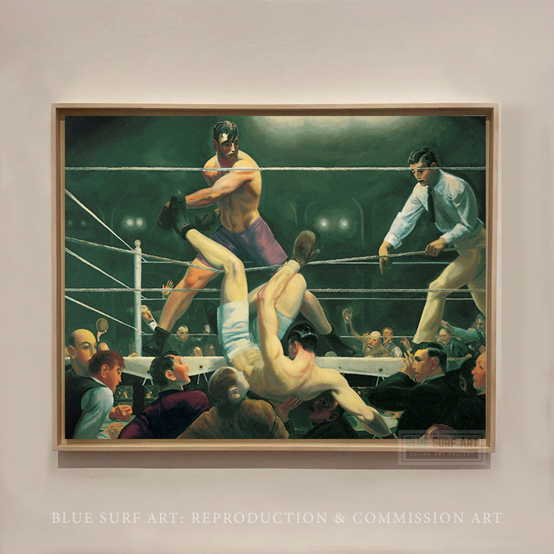 Dempsey and Firpo 1924 George Bellows 100% Hand Painted Oil on Canvas. Blue Surf Art