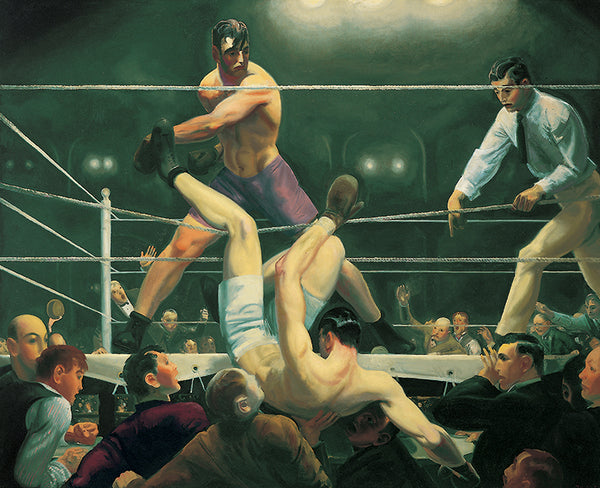 Dempsey and Firpo 1924 George Bellows 100% Hand Painted Oil on Canvas. Blue Surf Art