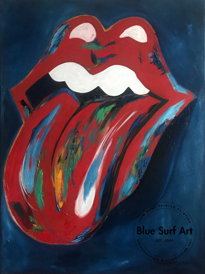 Rolling Stones Red Lips & Tongue Oil Painting on Canvas Wall Art