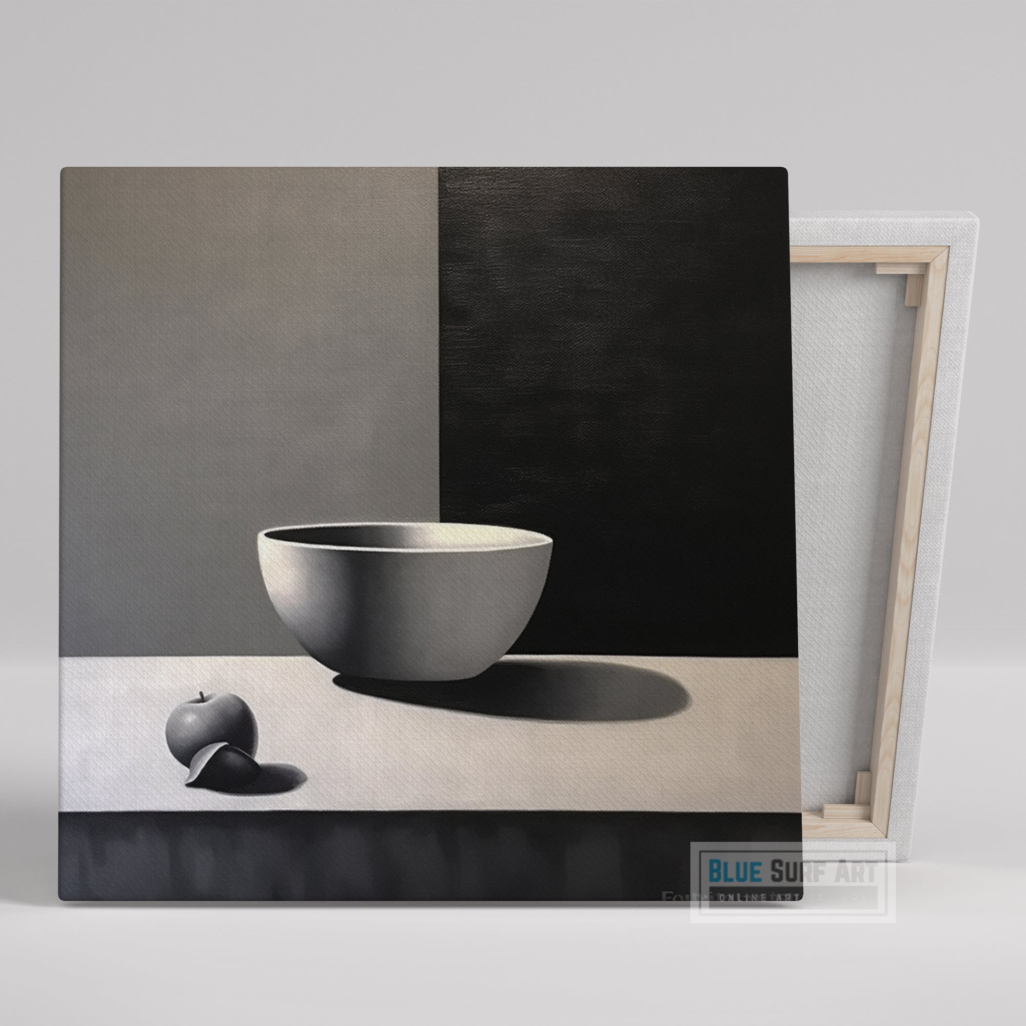 Abstract Art Painting Monochromatic Shadows Optical Illusion Canvas Art Freeform Minimalism Gray Black Art Gift Reflections Home Decor Art. Blue Surf Art