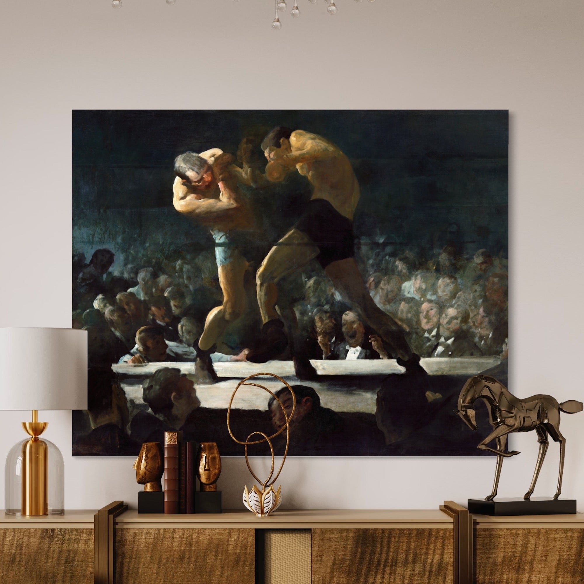 Club Night 1907 George Bellows 100% Hand Painted Oil on Canvas. Blue Surf Art