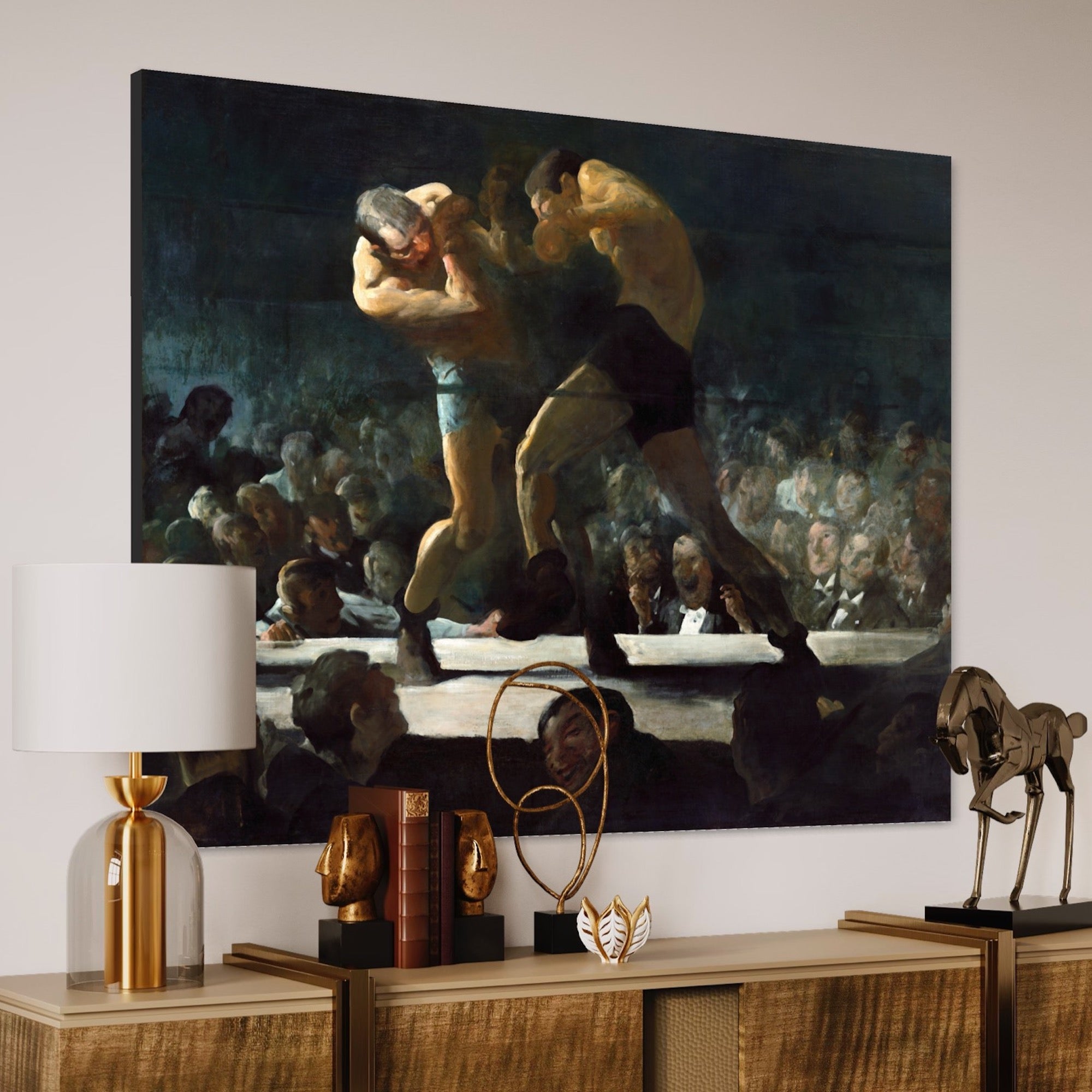 Club Night 1907 George Bellows 100% Hand Painted Oil on Canvas. Blue Surf Art