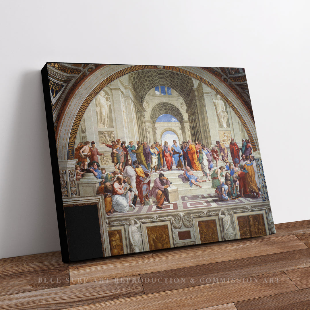The School of Athens by Raphael 100% Hand Painted Art Reproduction. Blue Surf Art