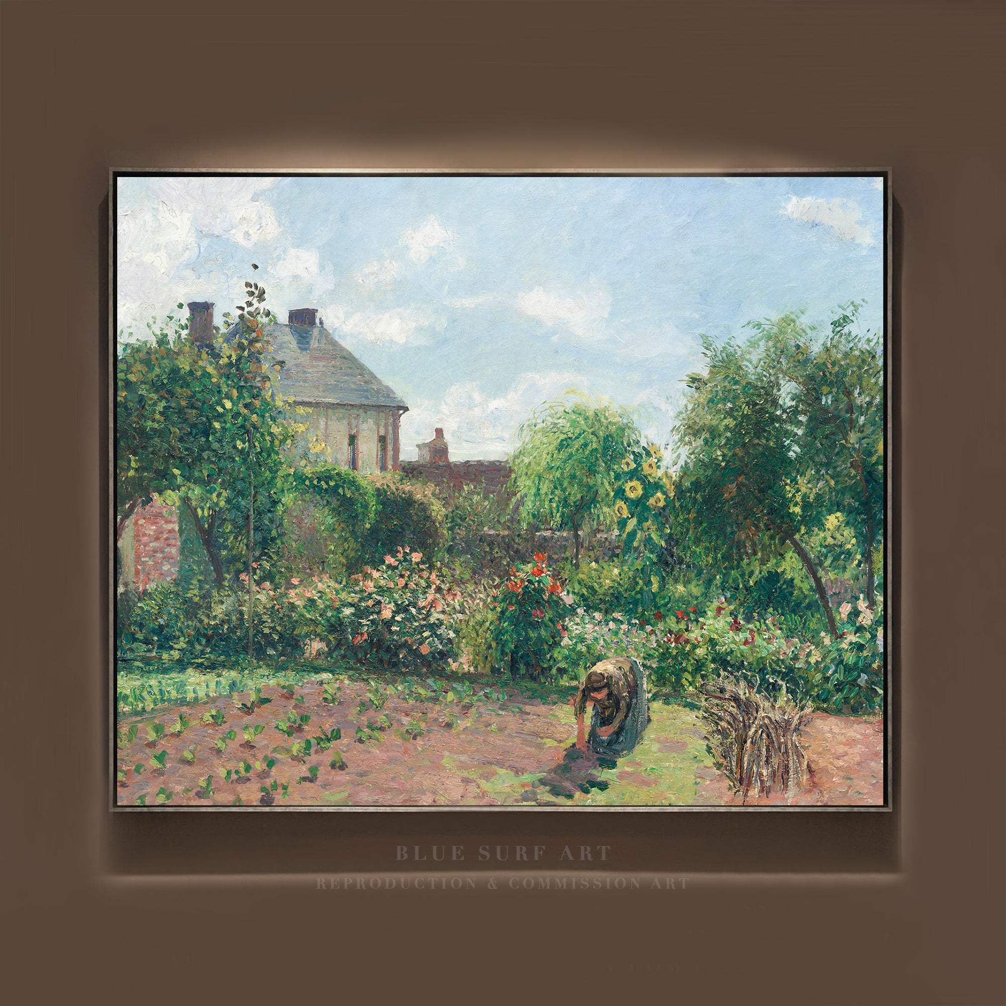 The Artist's Garden at Eragny Camille Pissarro 100% Hand Painted Art. Blue Surf Art
