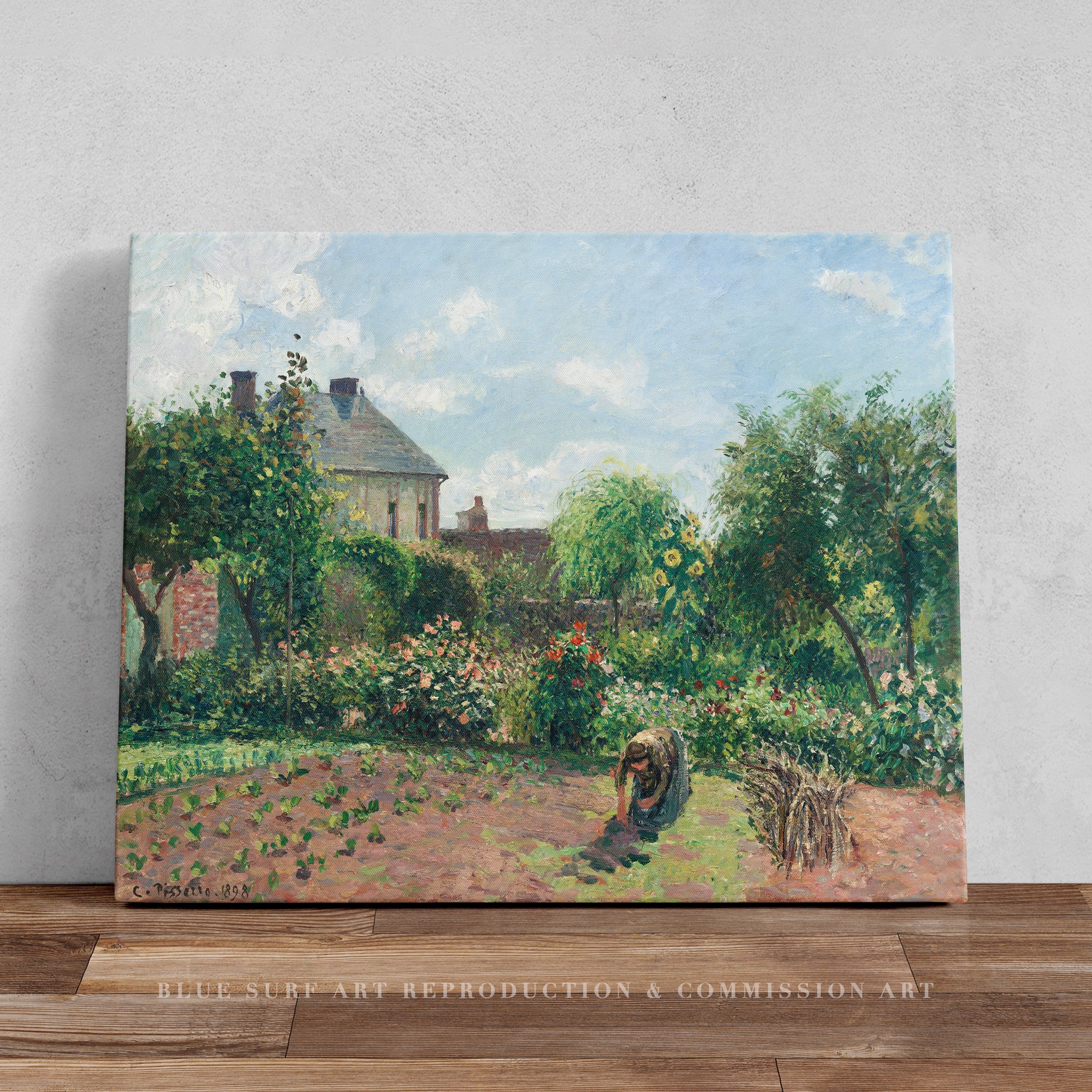 The Artist's Garden at Eragny Camille Pissarro 100% Hand Painted Art. Blue Surf Art