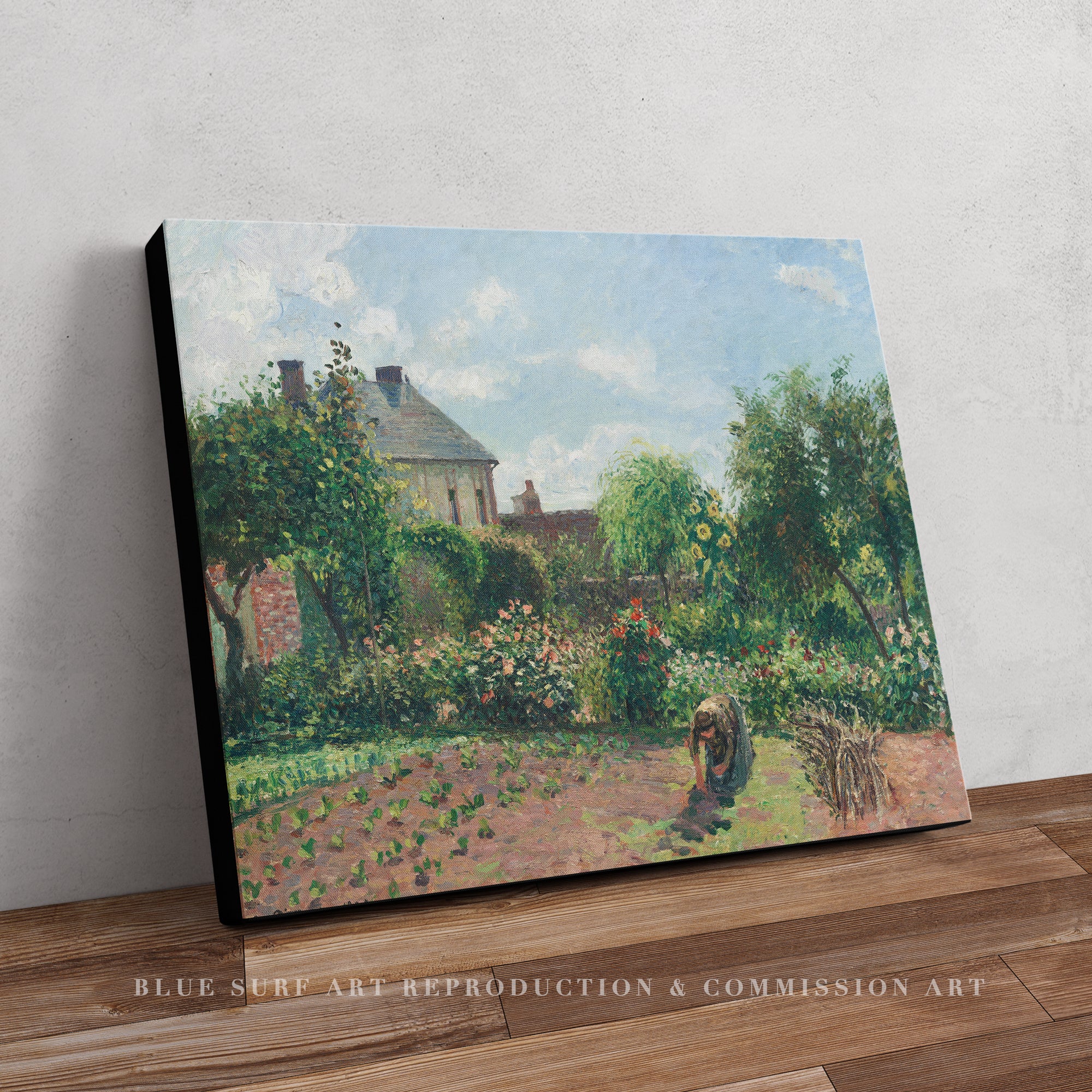 The Artist's Garden at Eragny Camille Pissarro 100% Hand Painted Art. Blue Surf Art