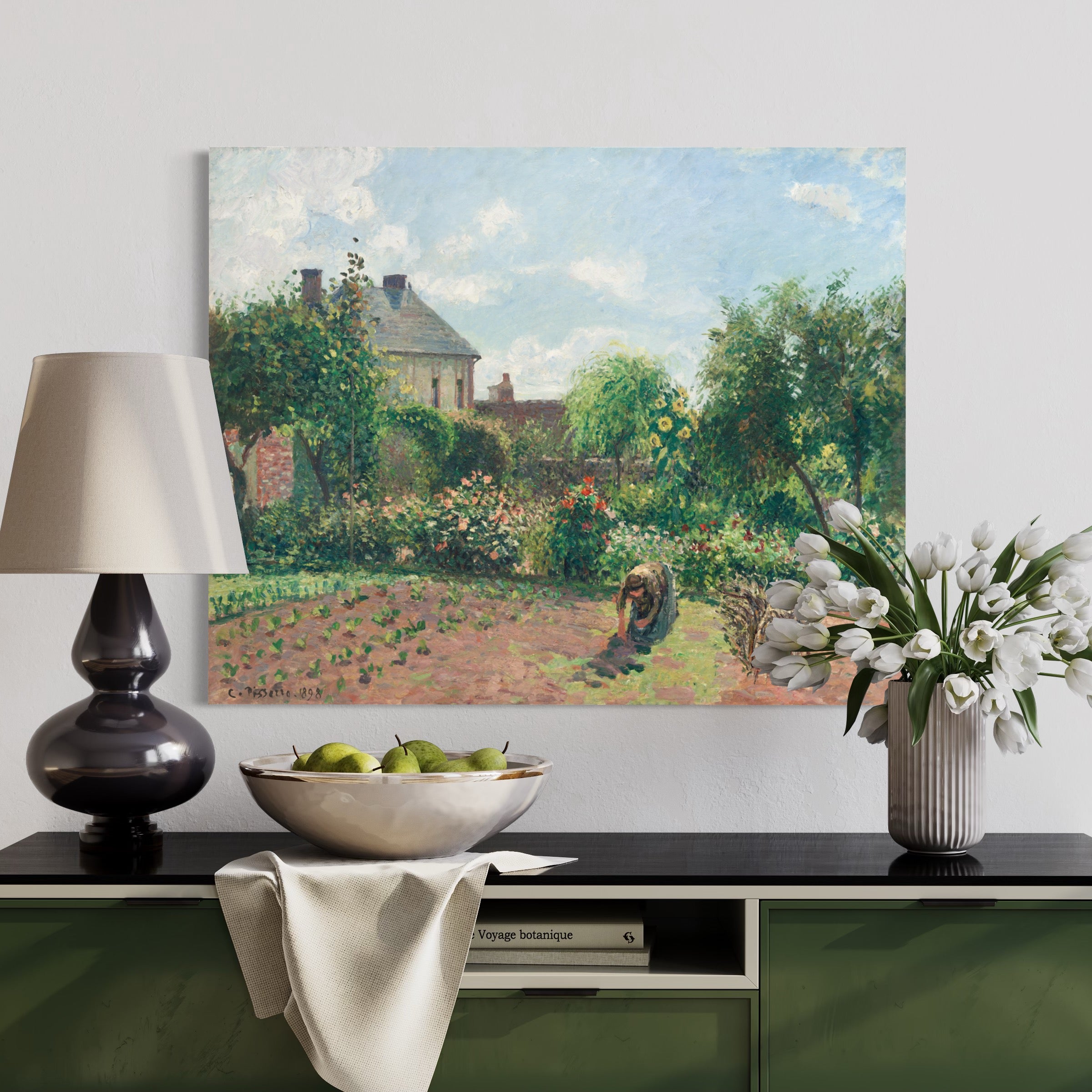 The Artist's Garden at Eragny Camille Pissarro 100% Hand Painted Art. Blue Surf Art